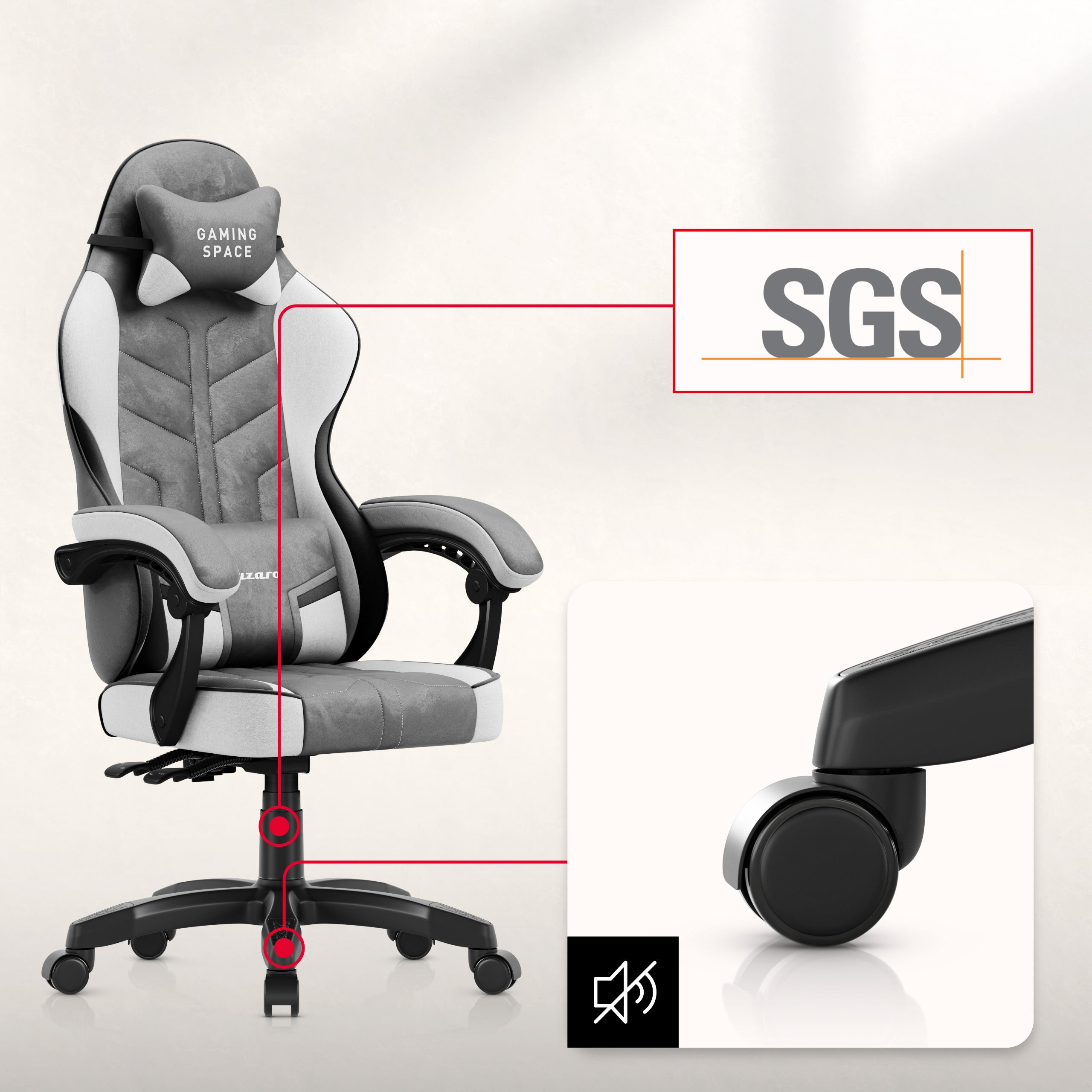 Sillón gaming de terciopelo Huzaro Force 2.7 Grey