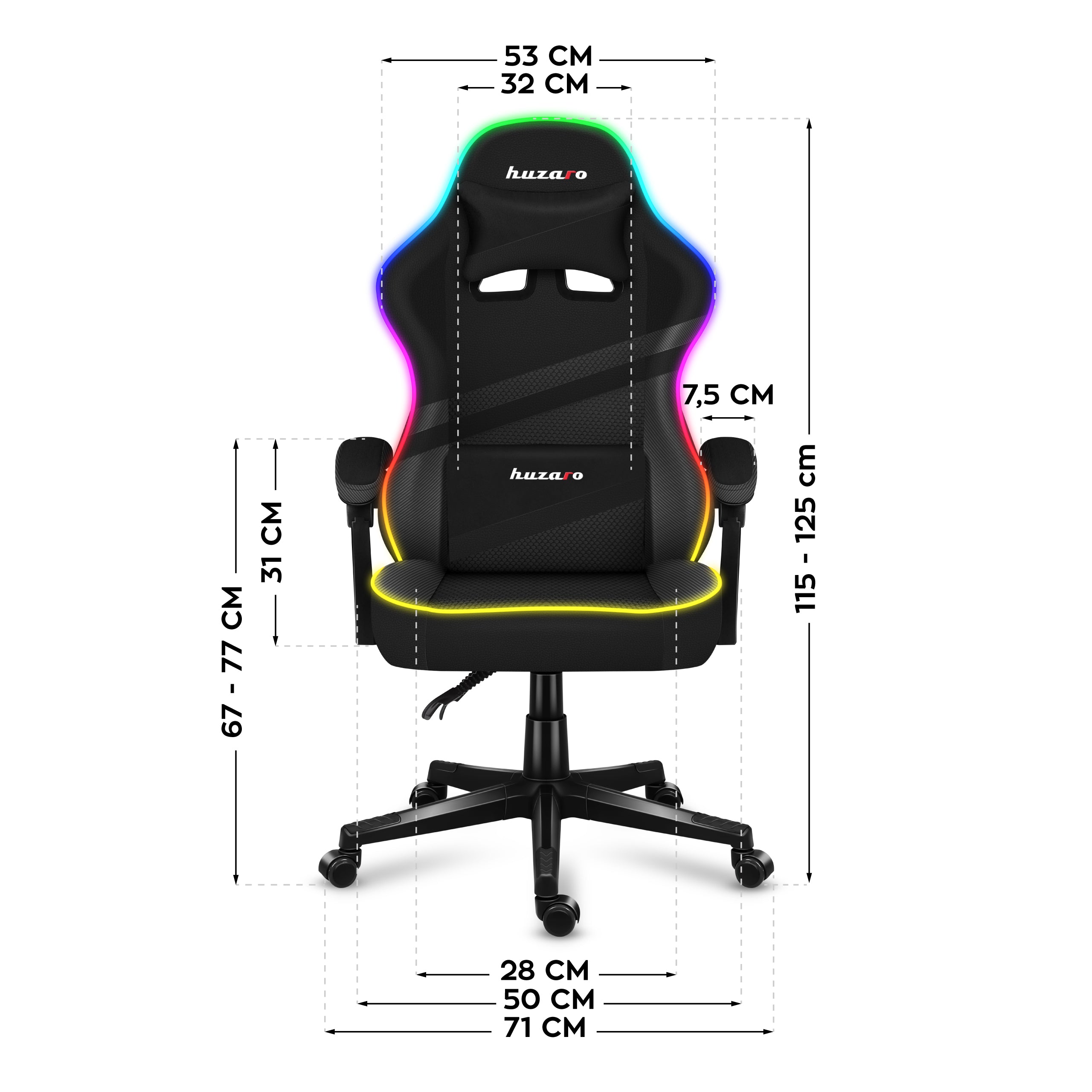 Sillón gaming Huzaro FORCE 4.4 RGB Black Mesh