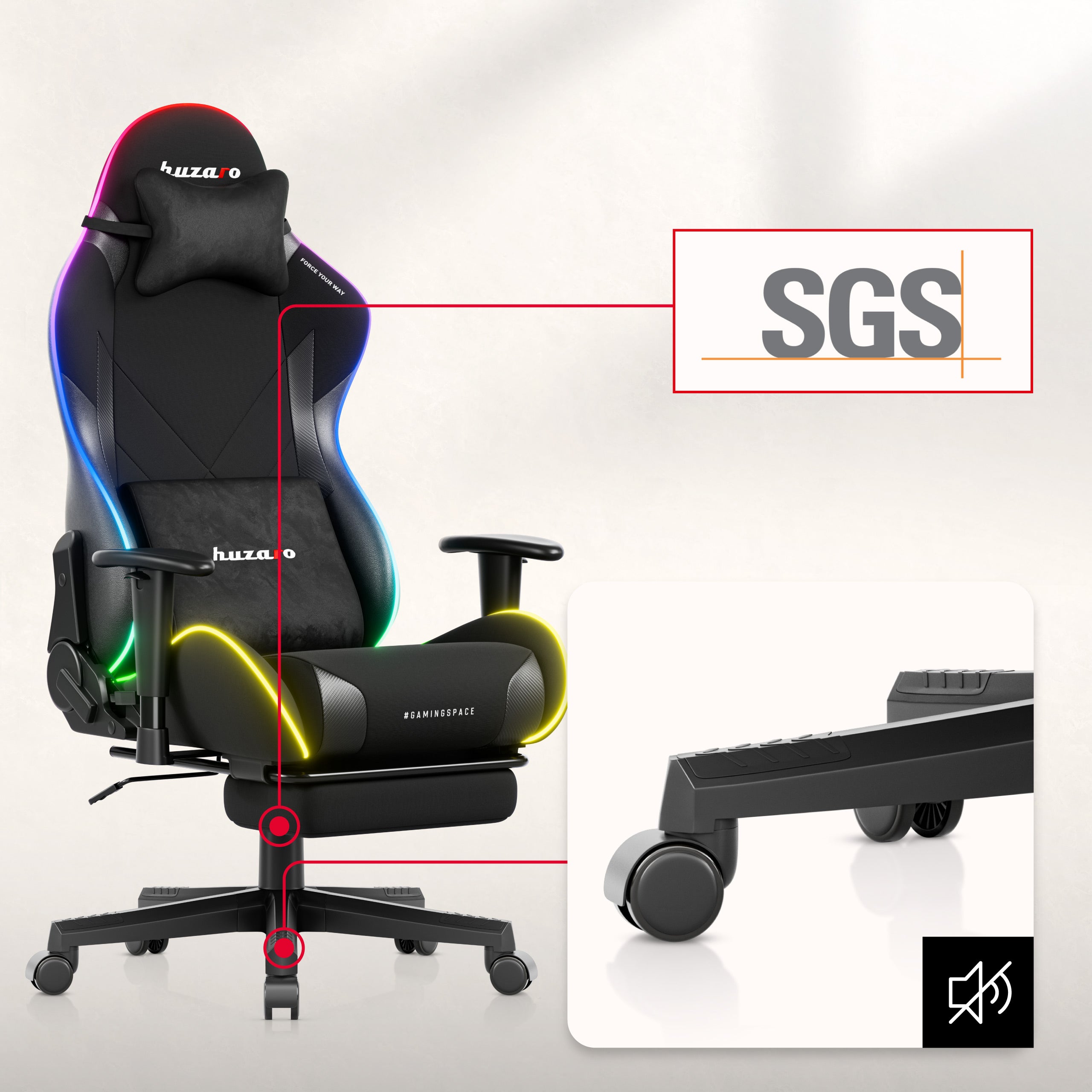 Sillón gaming LED Huzaro Force 5.7 Black RGB