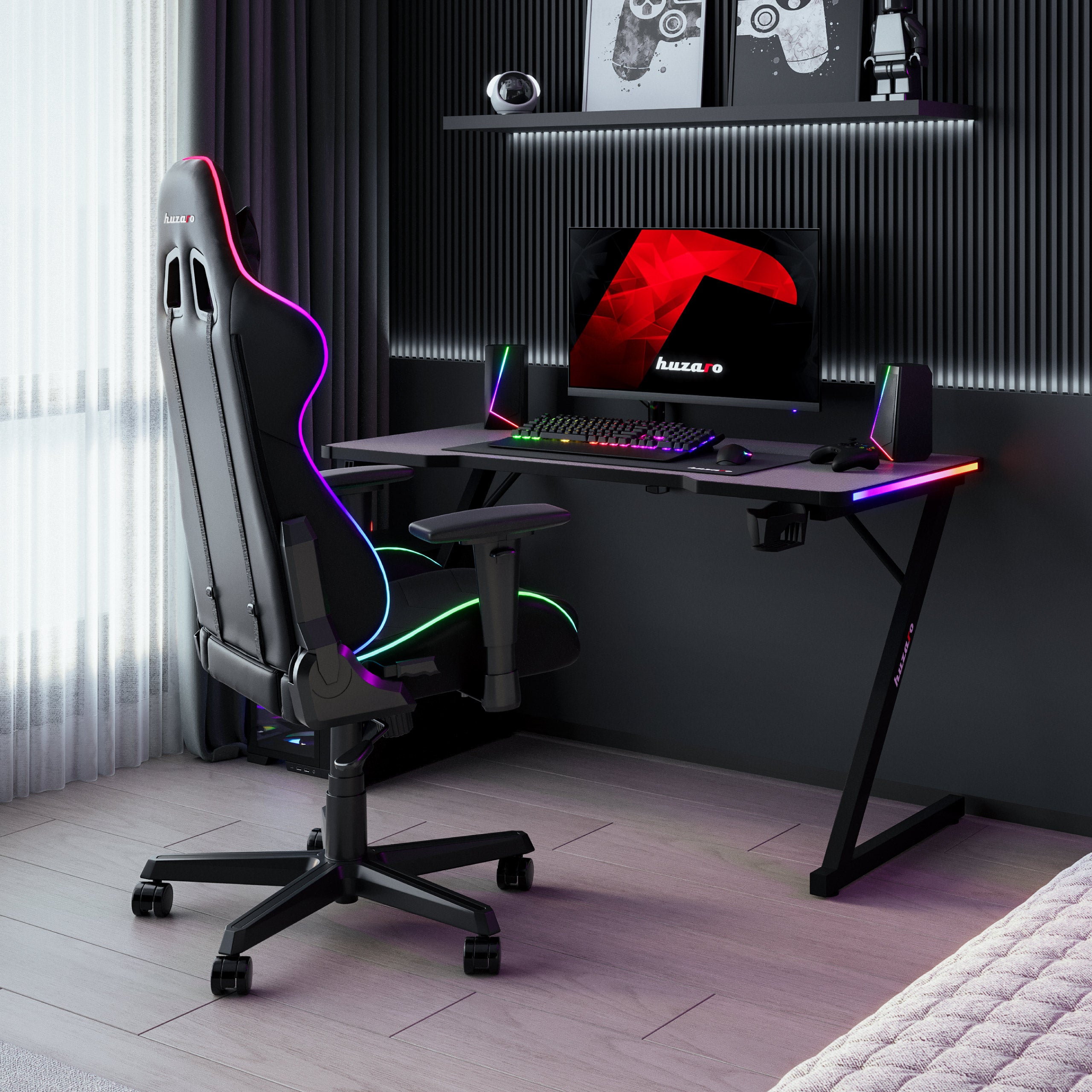 Escritorio para gamers con iluminación RGB