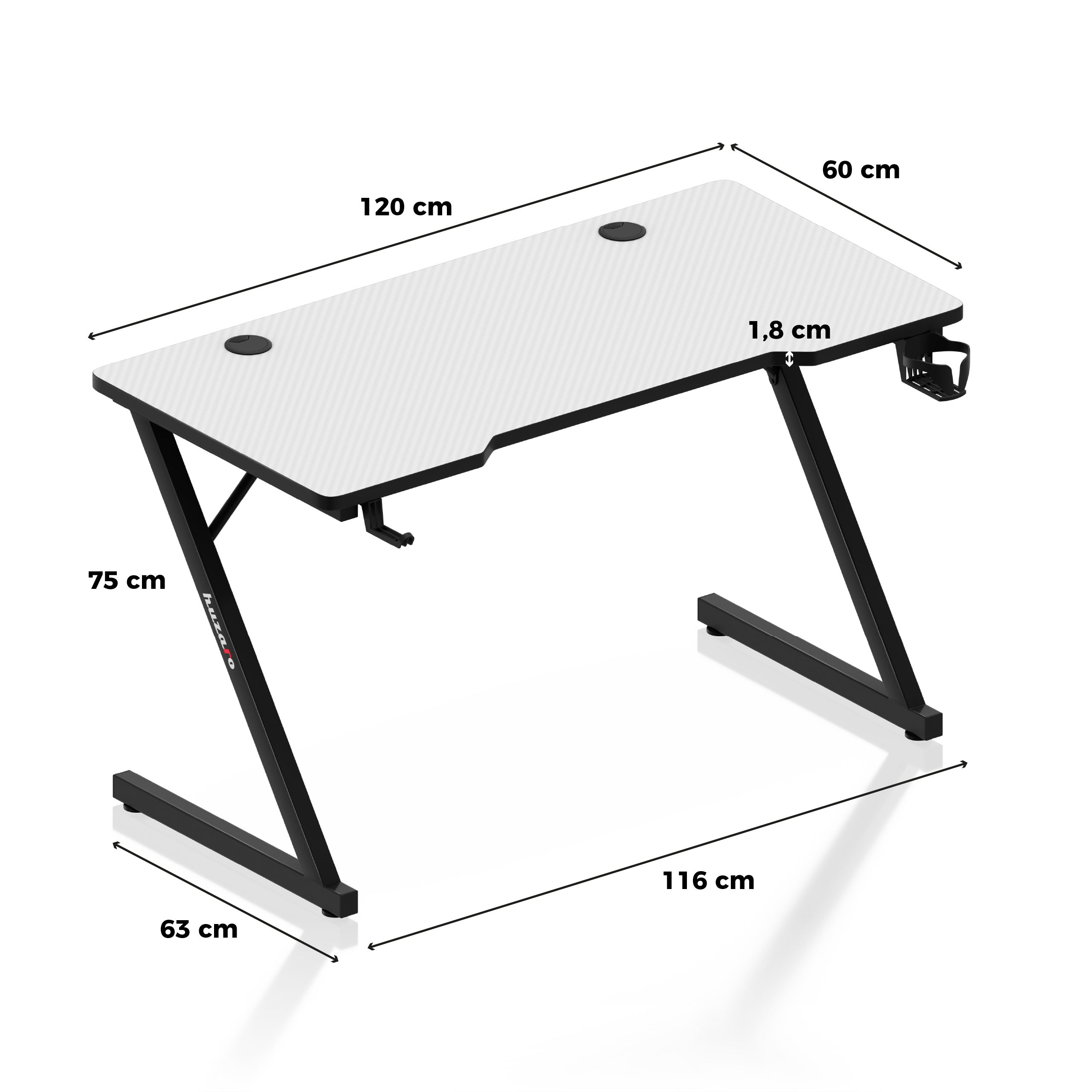 Escritorio para videojuegos Huzaro Hero 2.5 Blanco 120 cm