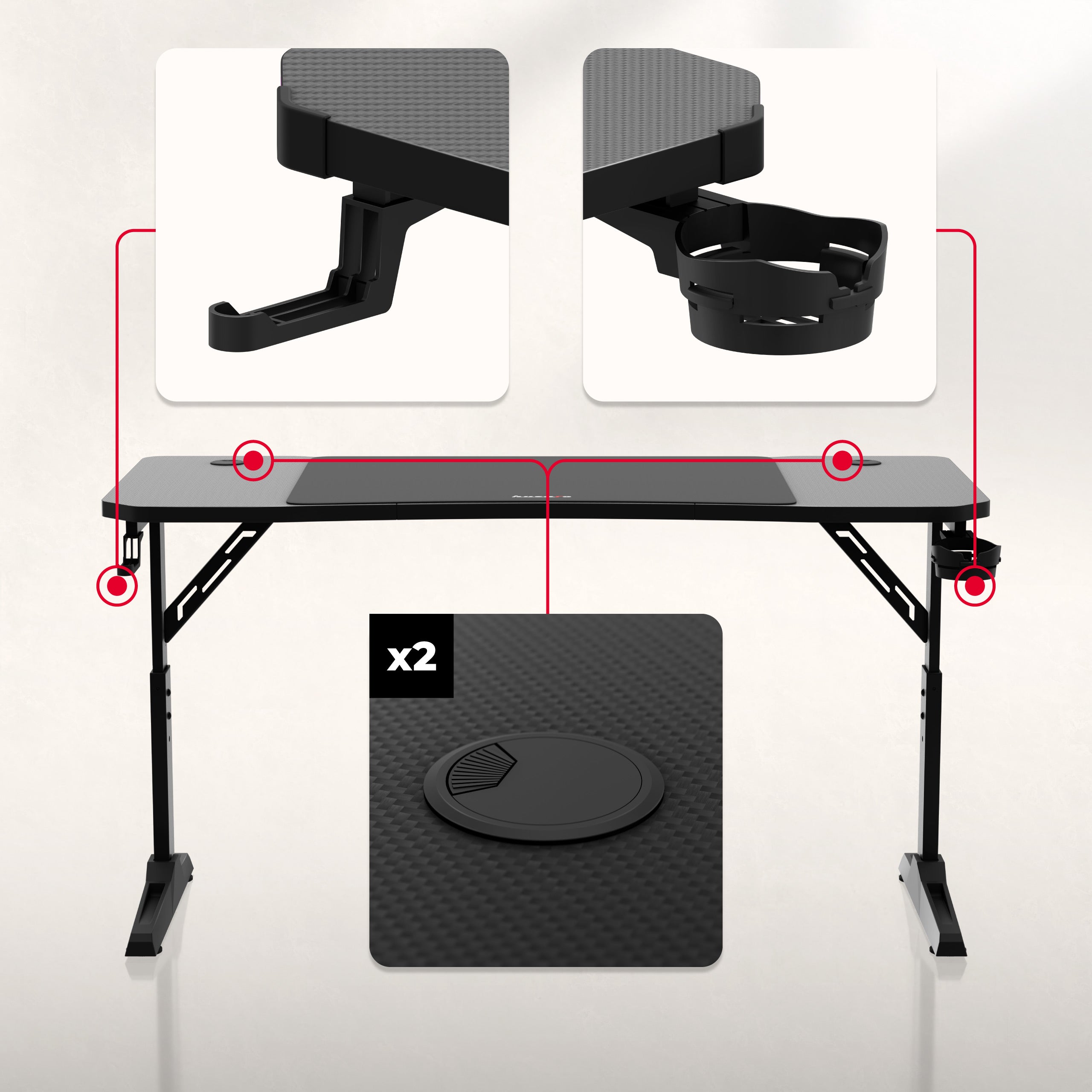 Escritorio para videojuegos Huzaro Hero 3.6 Black de 140 cm