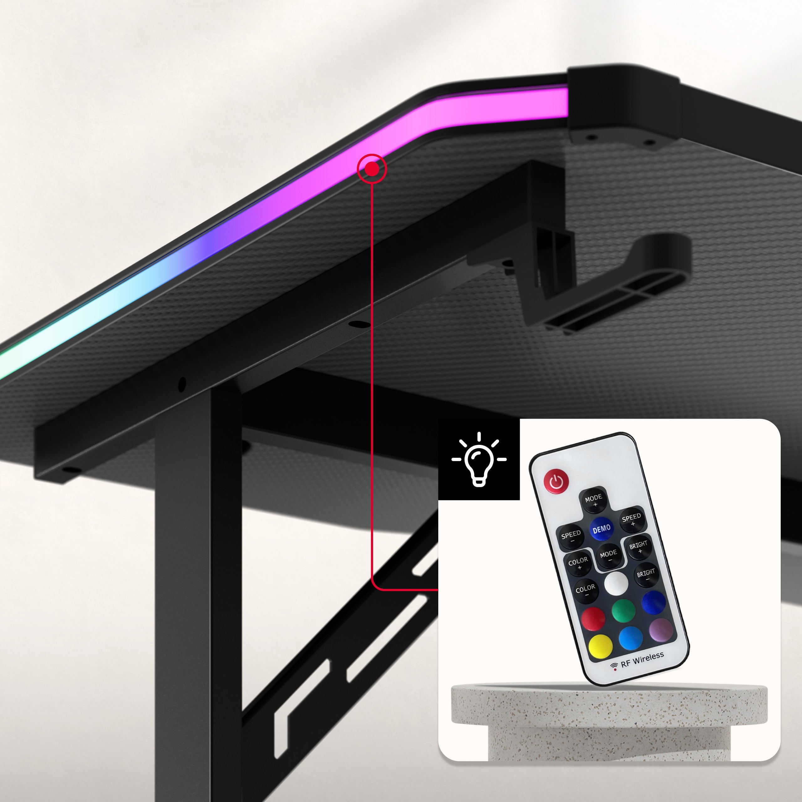 Escritorio para videojuegos Huzaro Hero 3.6 RGB LED Negro 140 cm