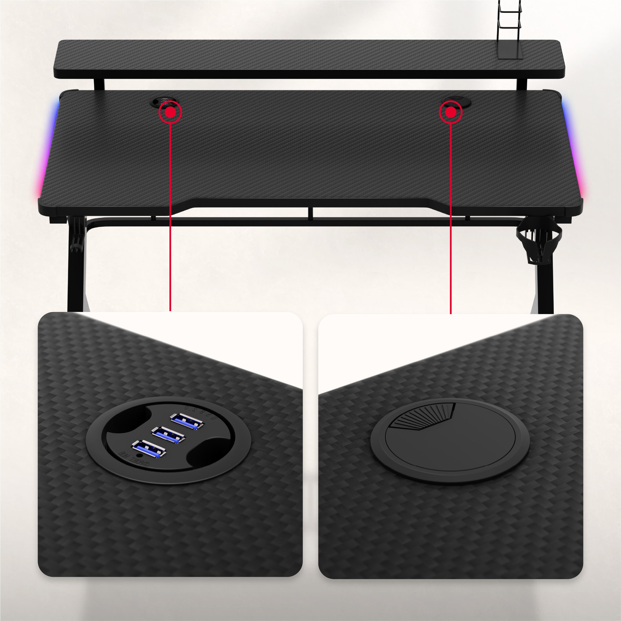 Escritorio para videojuegos Huzaro Hero 5.0 RGB LED de 120 cm