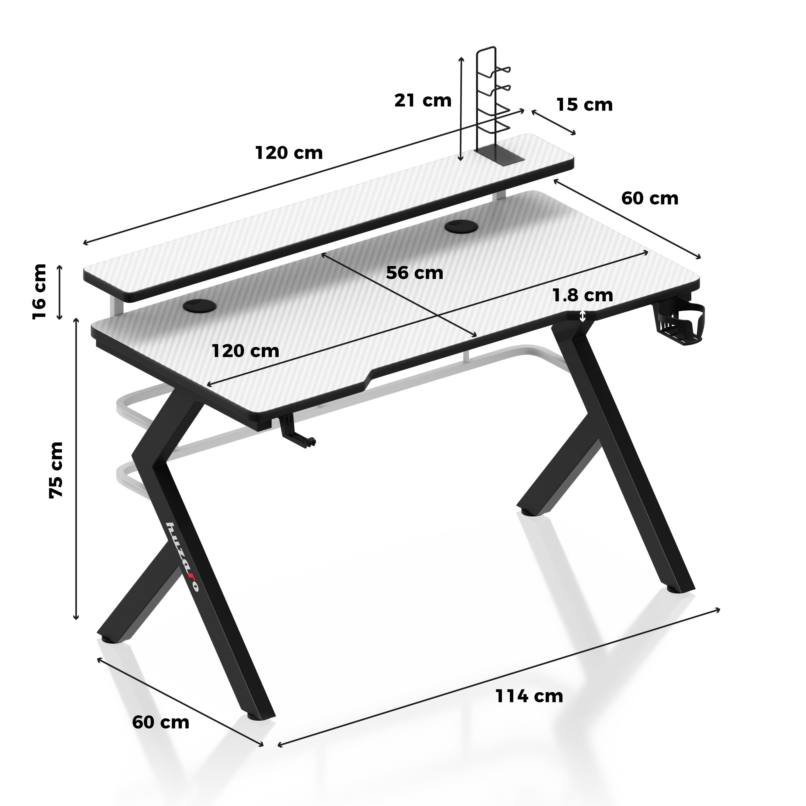 Escritorio para videojuegos Huzaro Hero 5.0 Blanco 120 cm