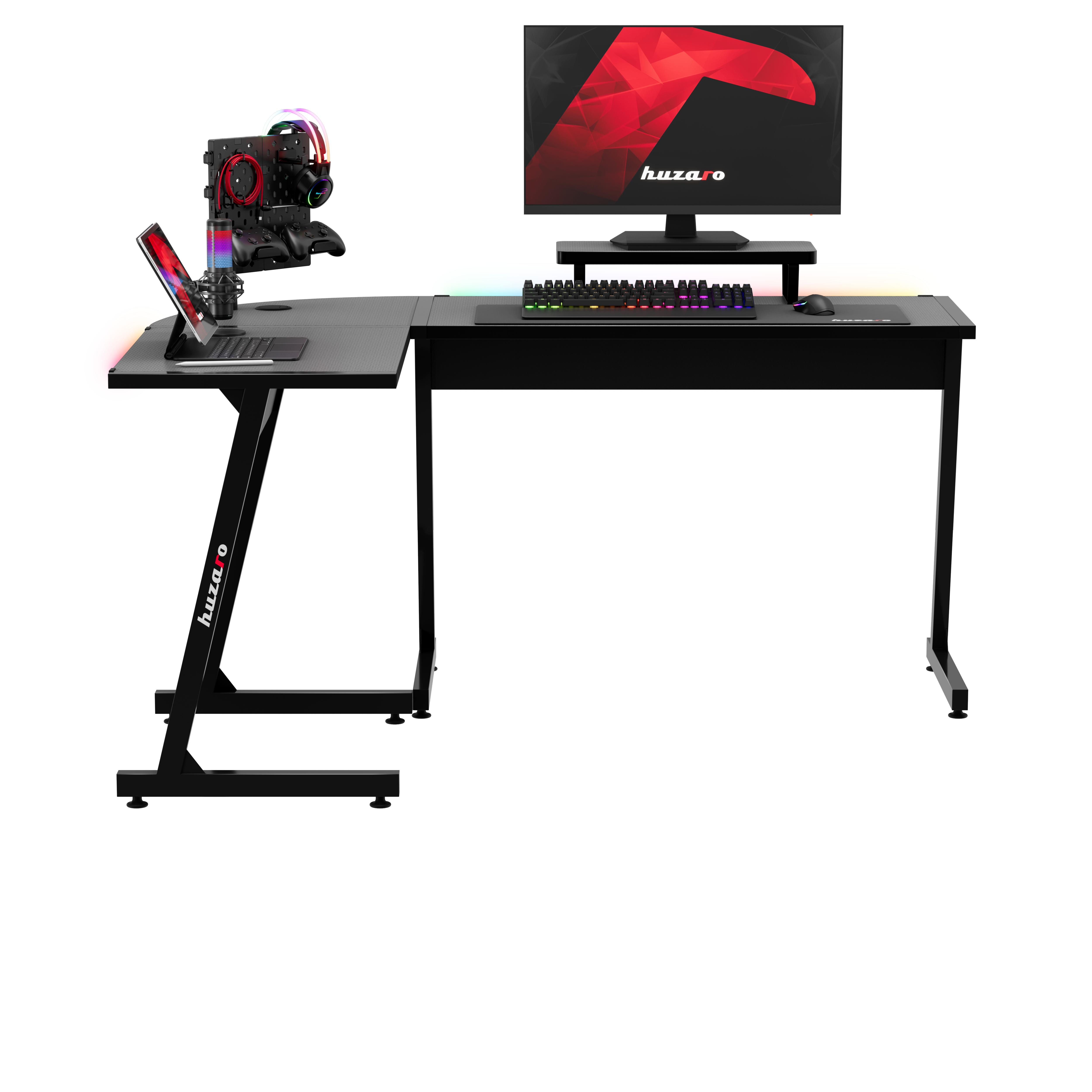 Escritorio para videojuegos HUZARO HERO 6.0 Black RGB Smart de 147 cm