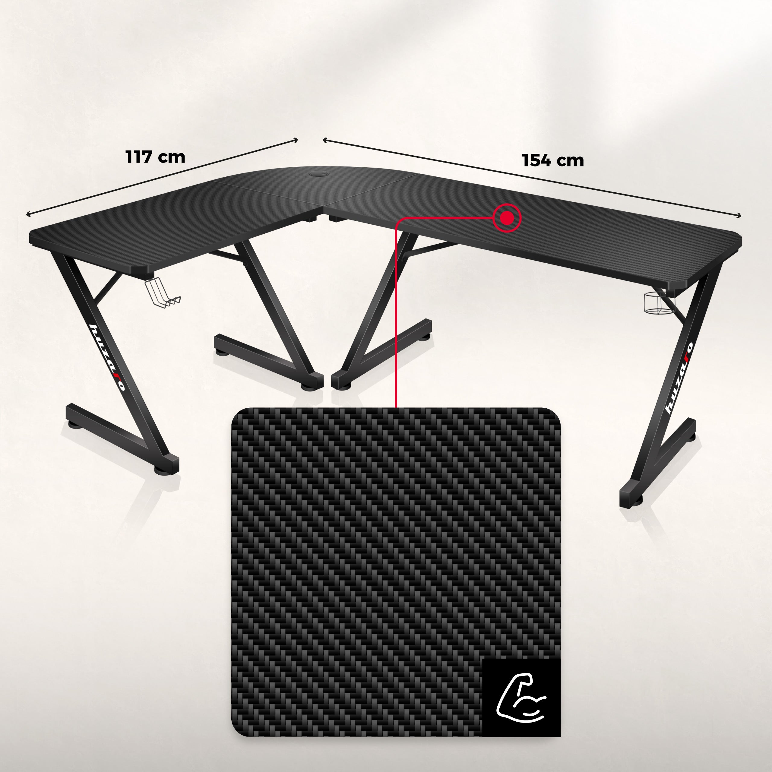 Escritorio para videojuegos Huzaro Hero 7.0 de 154 cm