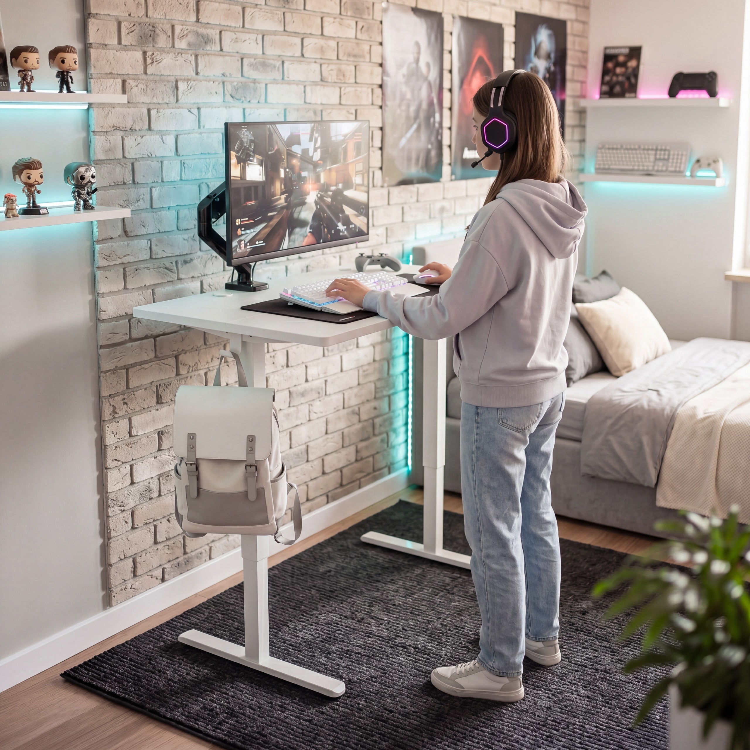 Escritorio eléctrico regulable con ruedas Huzaro Hero 7.8 White