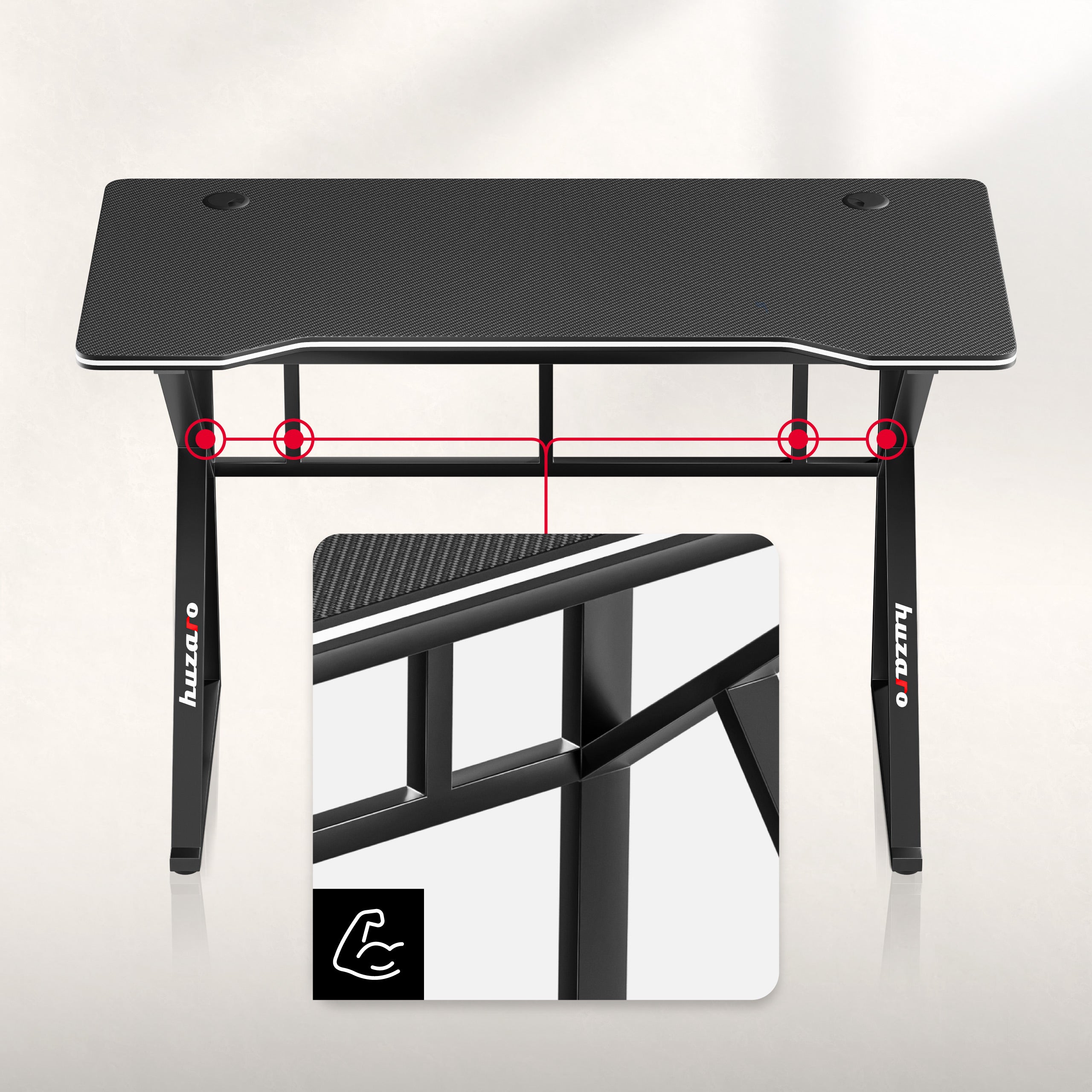 Escritorio para videojuegos Huzaro Hero 1.6 Black de 120 cm