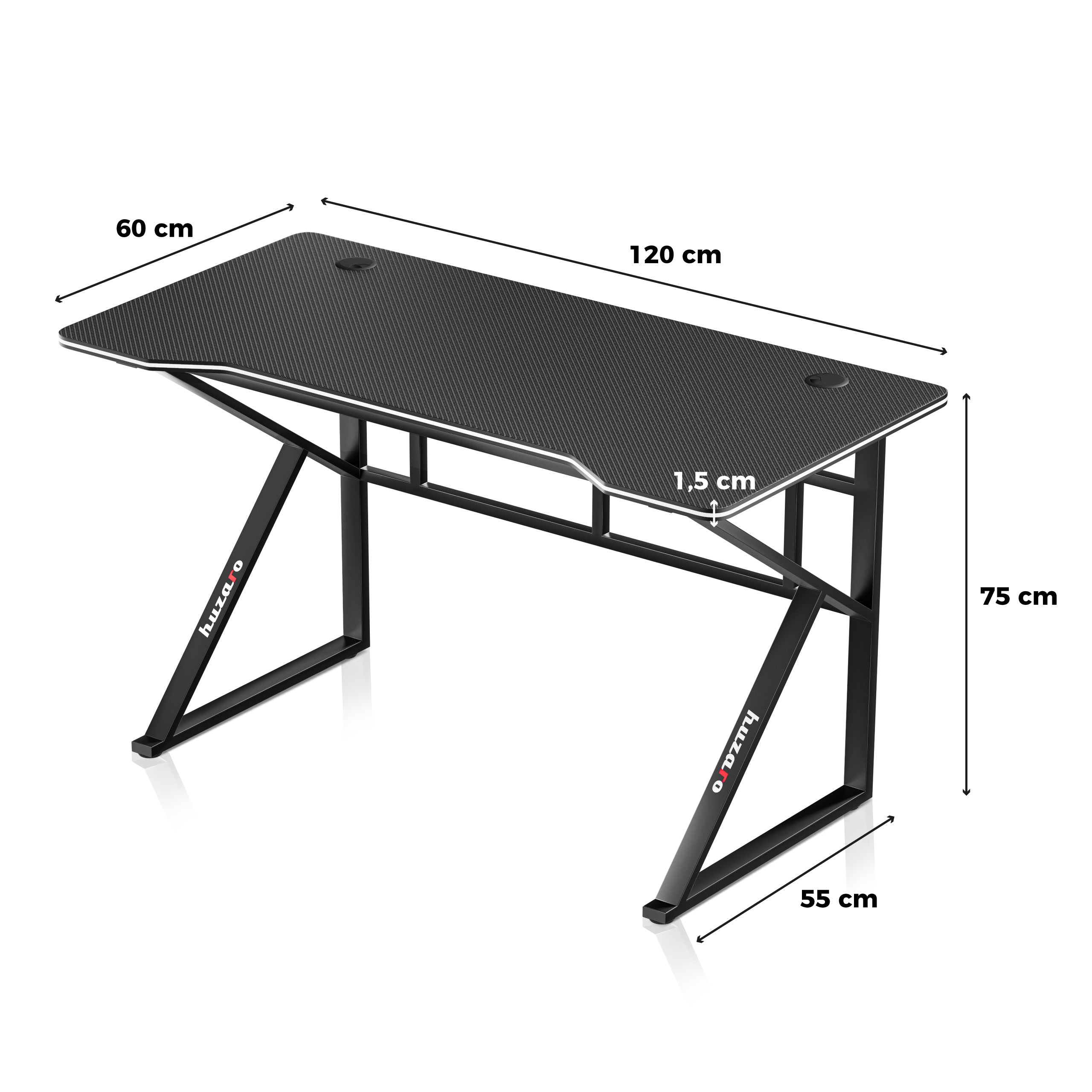 Escritorio para videojuegos Huzaro Hero 1.6 Black de 120 cm
