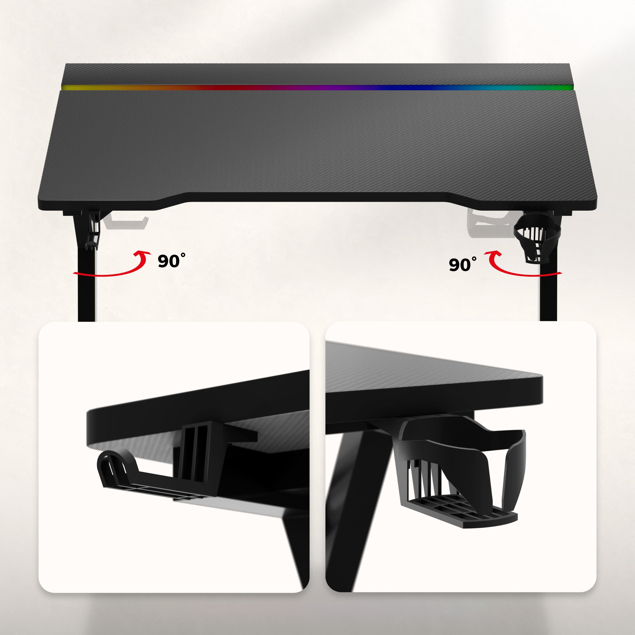 Escritorio para videojuegos con iluminación LED Hero 2.4 RGB Black