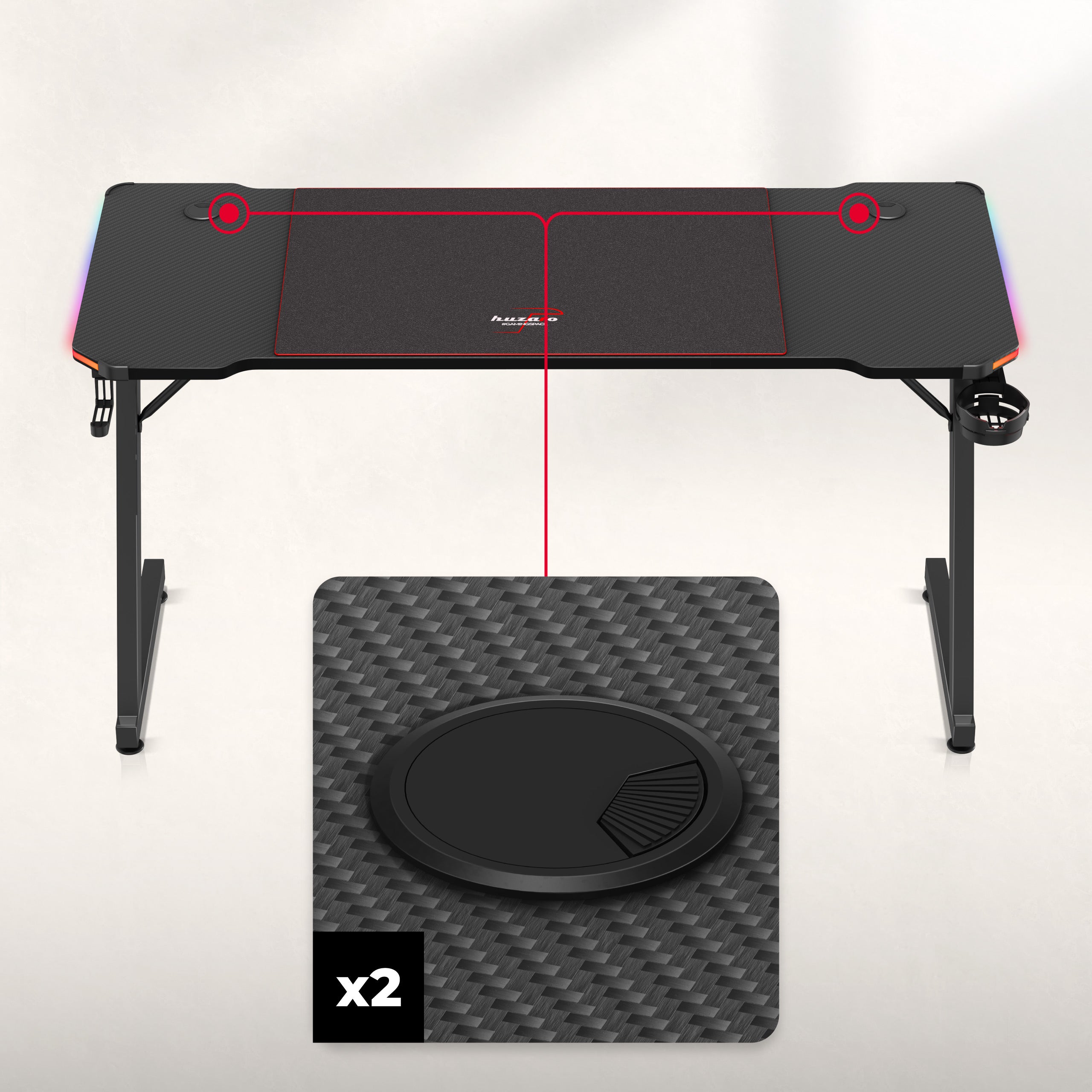 Escritorio para videojuegos Huzaro Hero 3.3 RGB de 140 cm