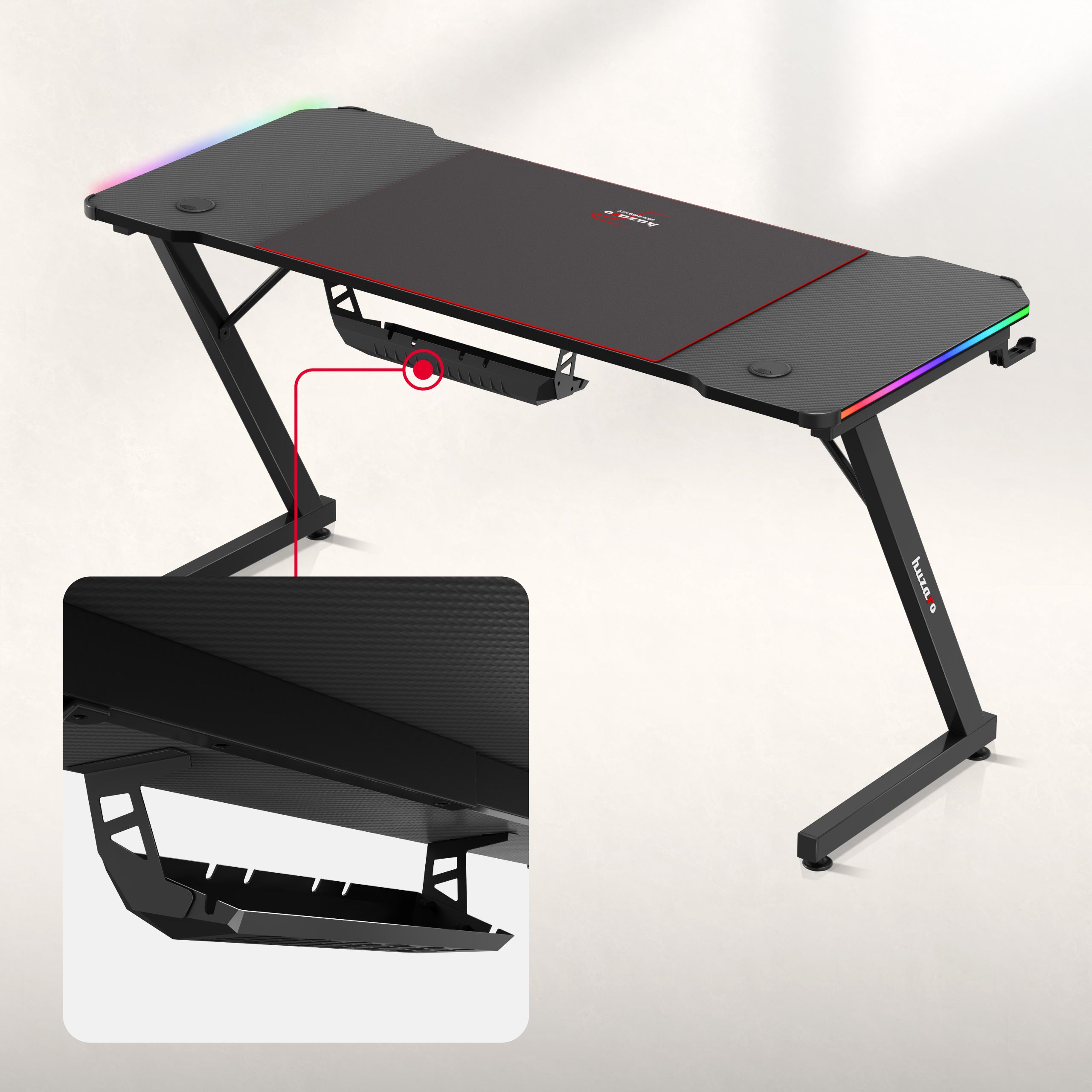 Escritorio para videojuegos Huzaro Hero 3.3 RGB de 140 cm