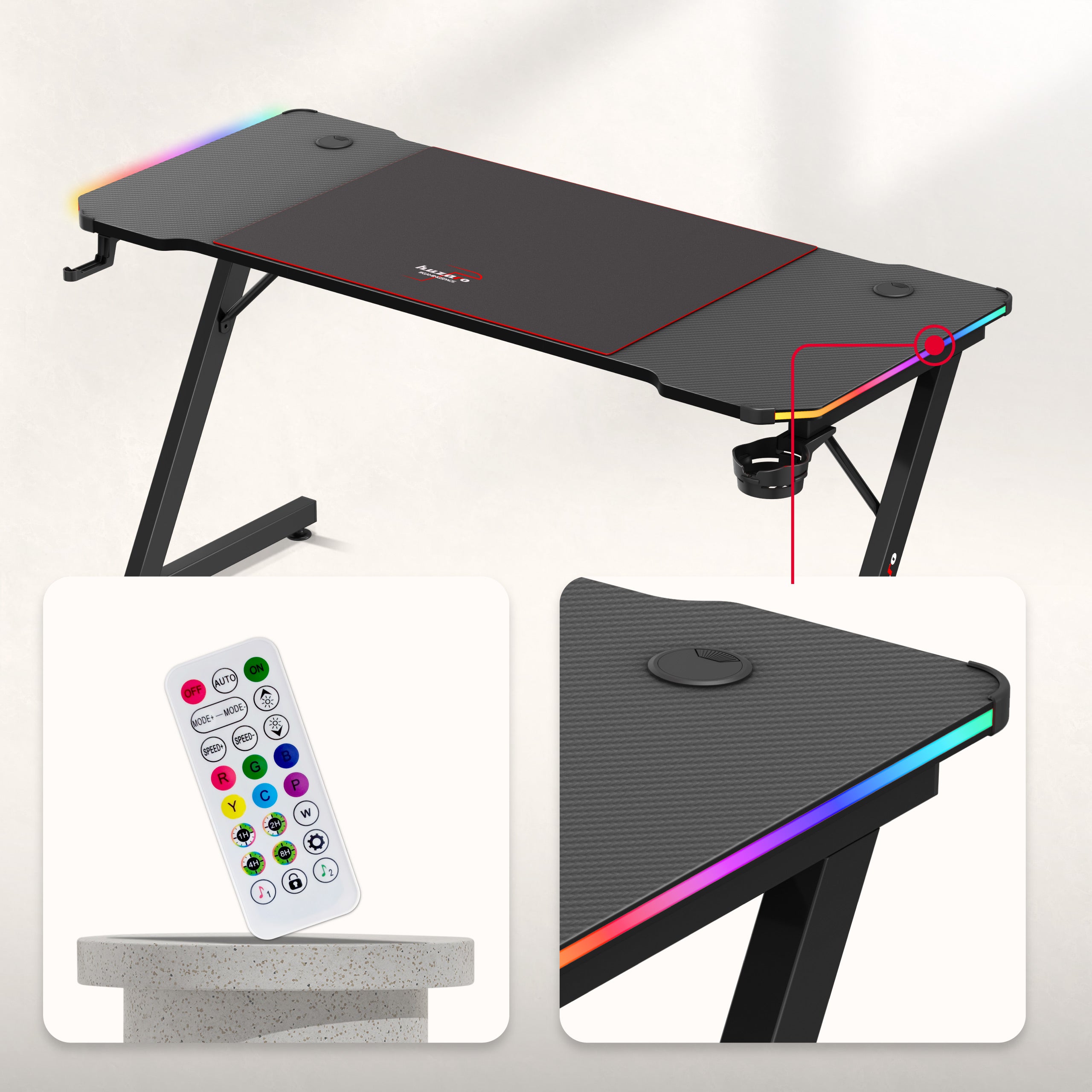 Escritorio para videojuegos Huzaro Hero 3.3 RGB de 140 cm