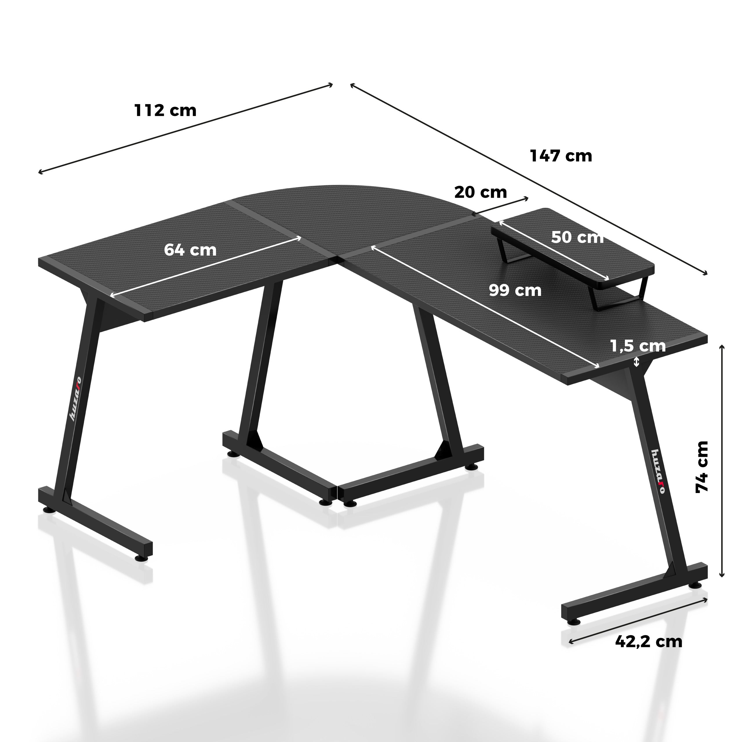 Escritorio para videojuegos Huzaro Hero 6.0 Negro 147 cm