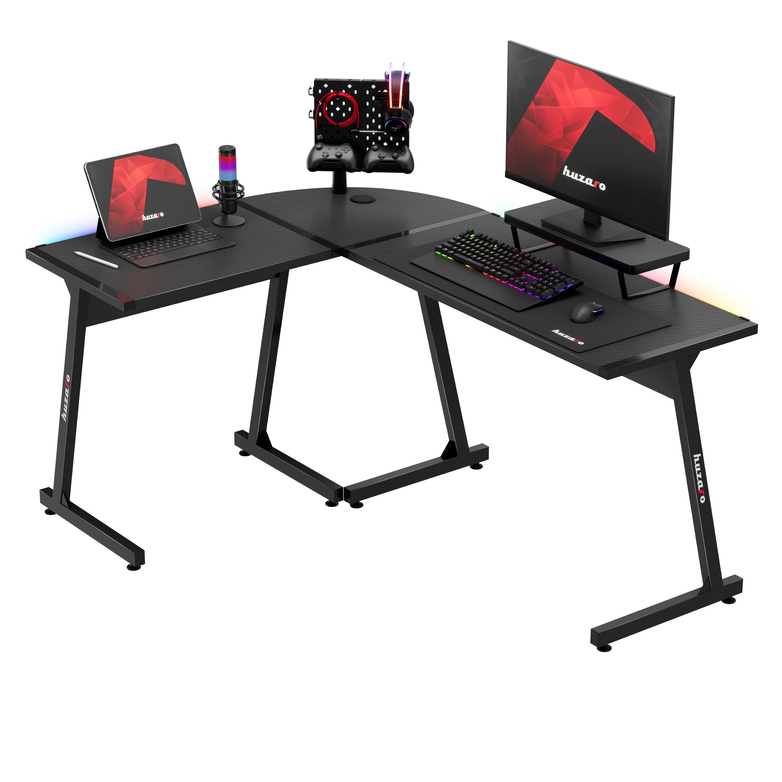 Escritorio para videojuegos HUZARO HERO 6.0 Black RGB Smart de 147 cm