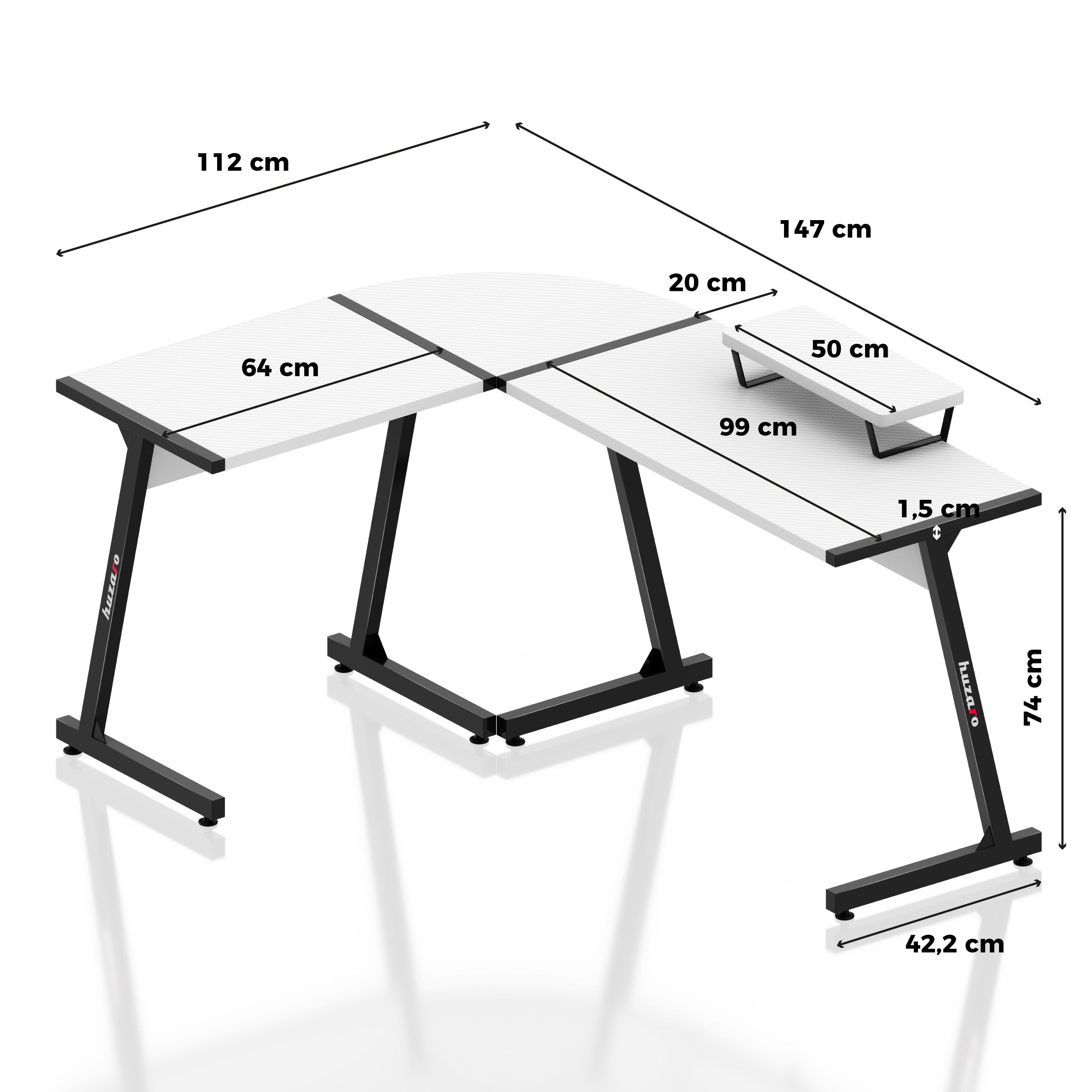 Escritorio para videojuegos Huzaro Hero 6.0 Blanco 147 cm
