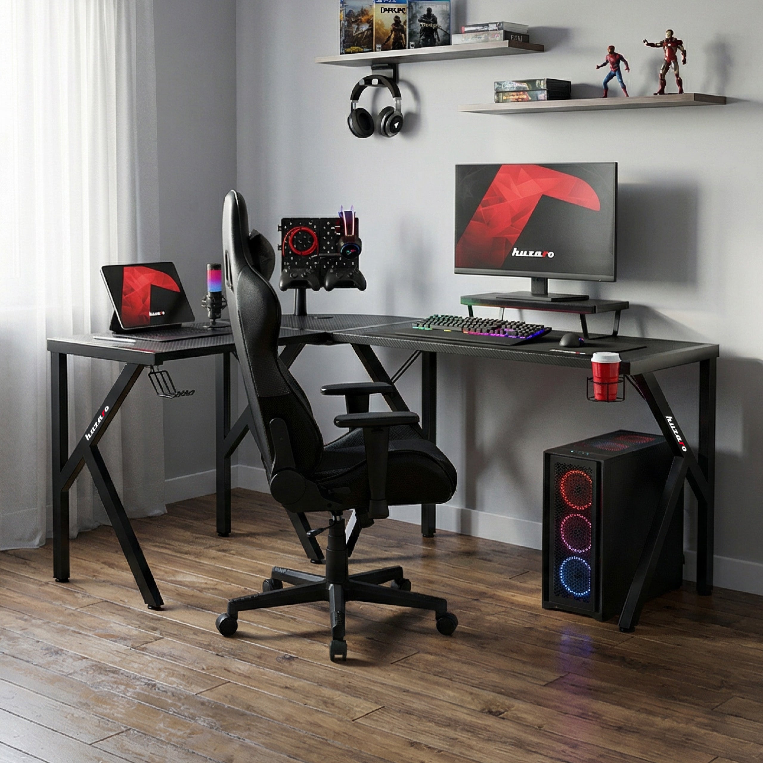 Escritorio para videojuegos Huzaro Hero 6.3 Black, 154 cm