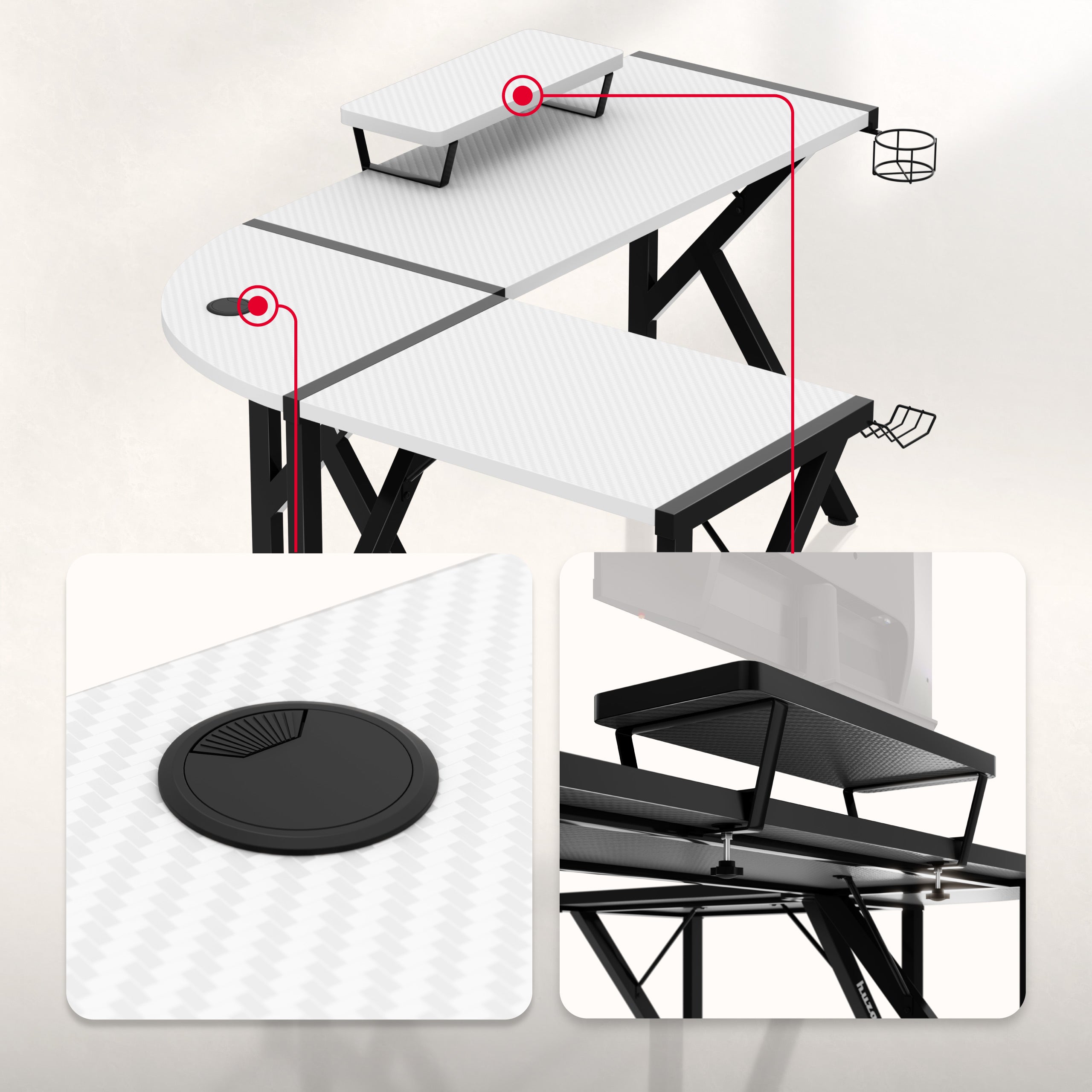 Escritorio para videojuegos Huzaro Hero 6.3 Blanco 154 cm