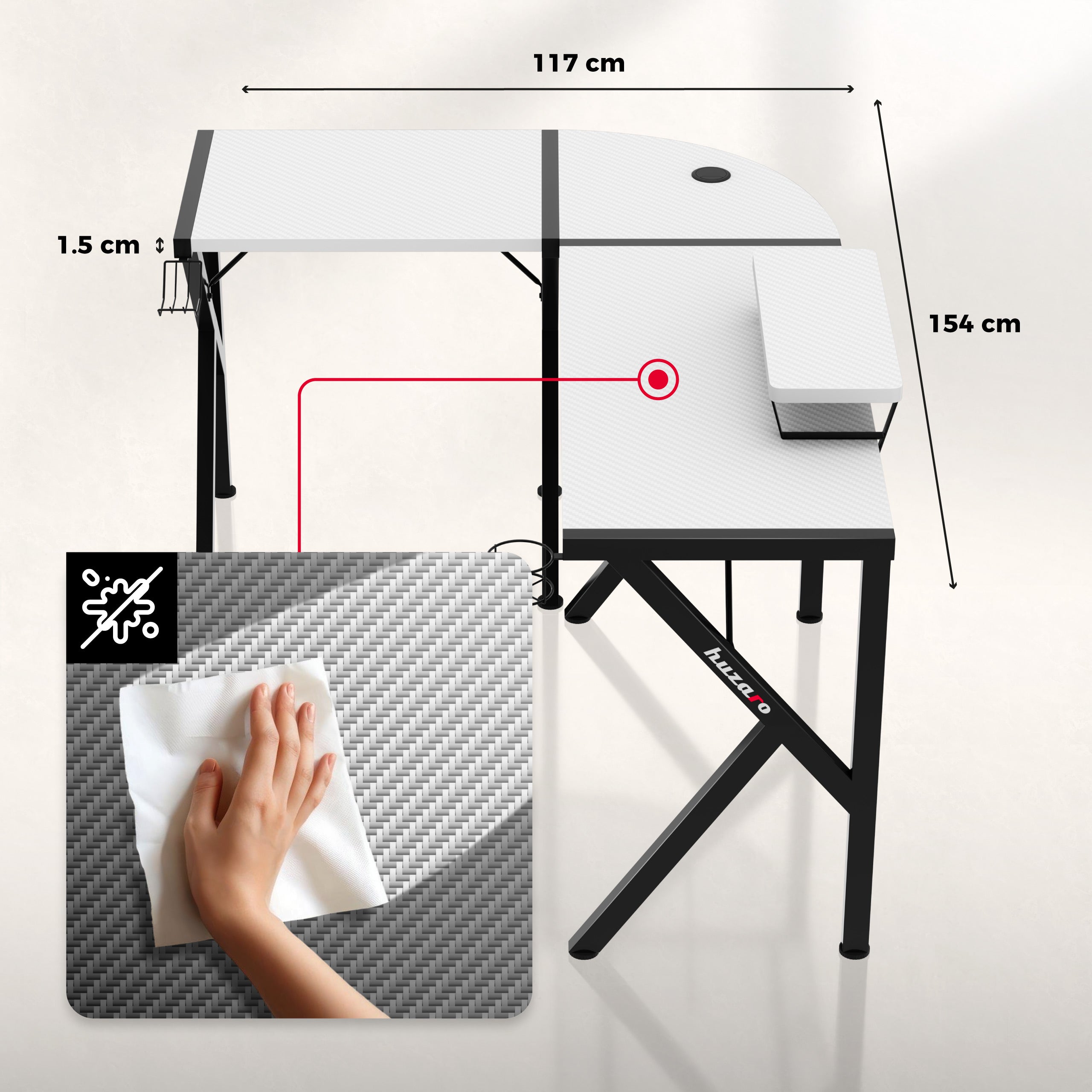 Escritorio para videojuegos Huzaro Hero 6.3 Blanco 154 cm