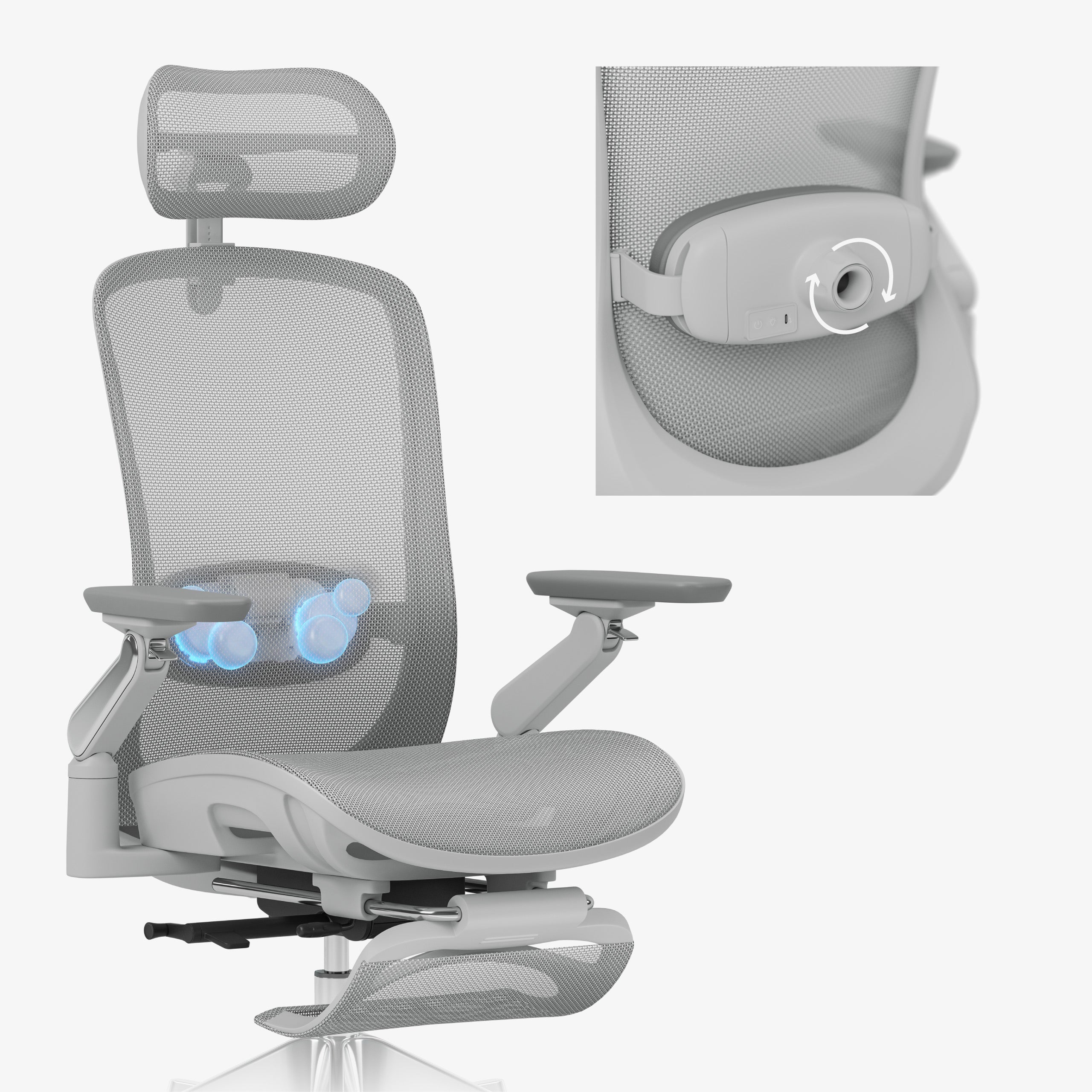 Sillón ergonómico con función de masaje Mark Adler Leadpro 8.7 Grey