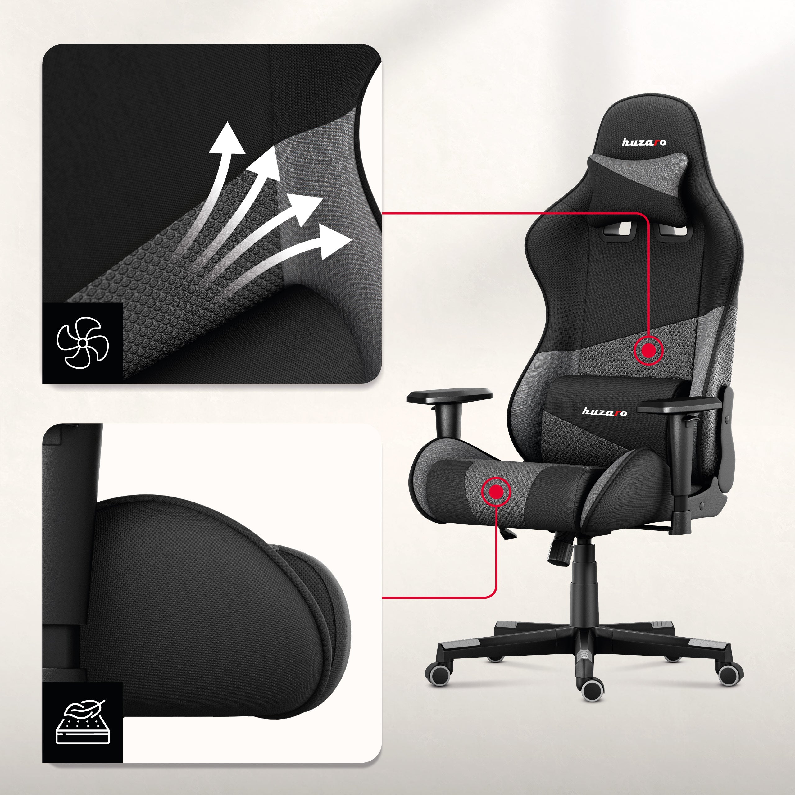 Sillones gaming de tela con tecnología AIR.