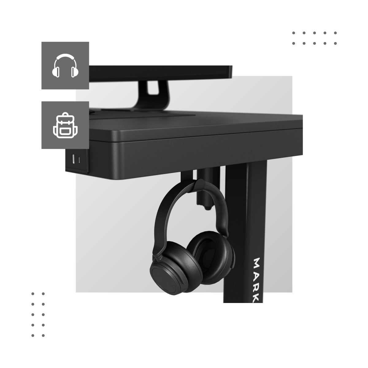 Soportes para los auriculares y la bolsa