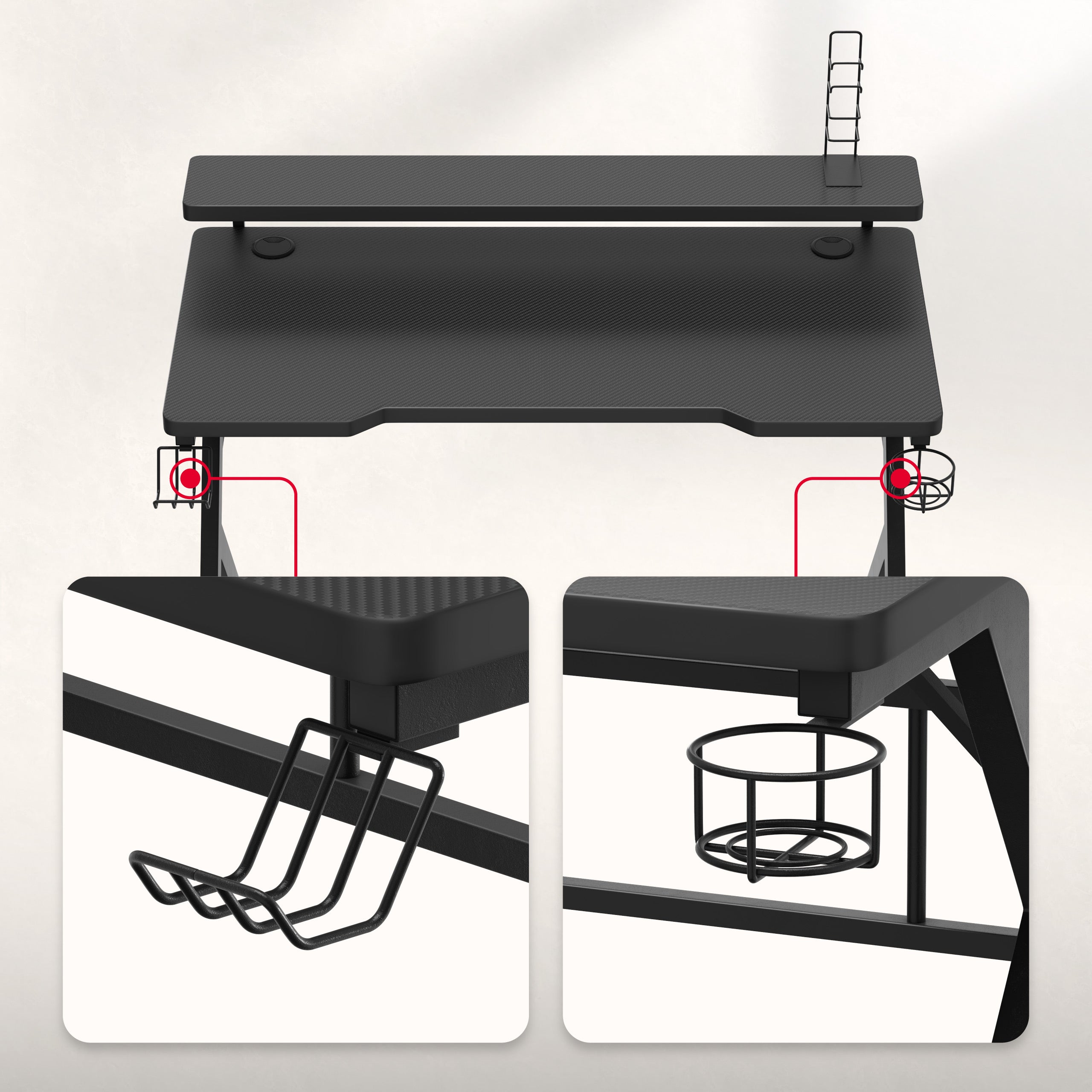 Soporte para auriculares y portavasos plegable