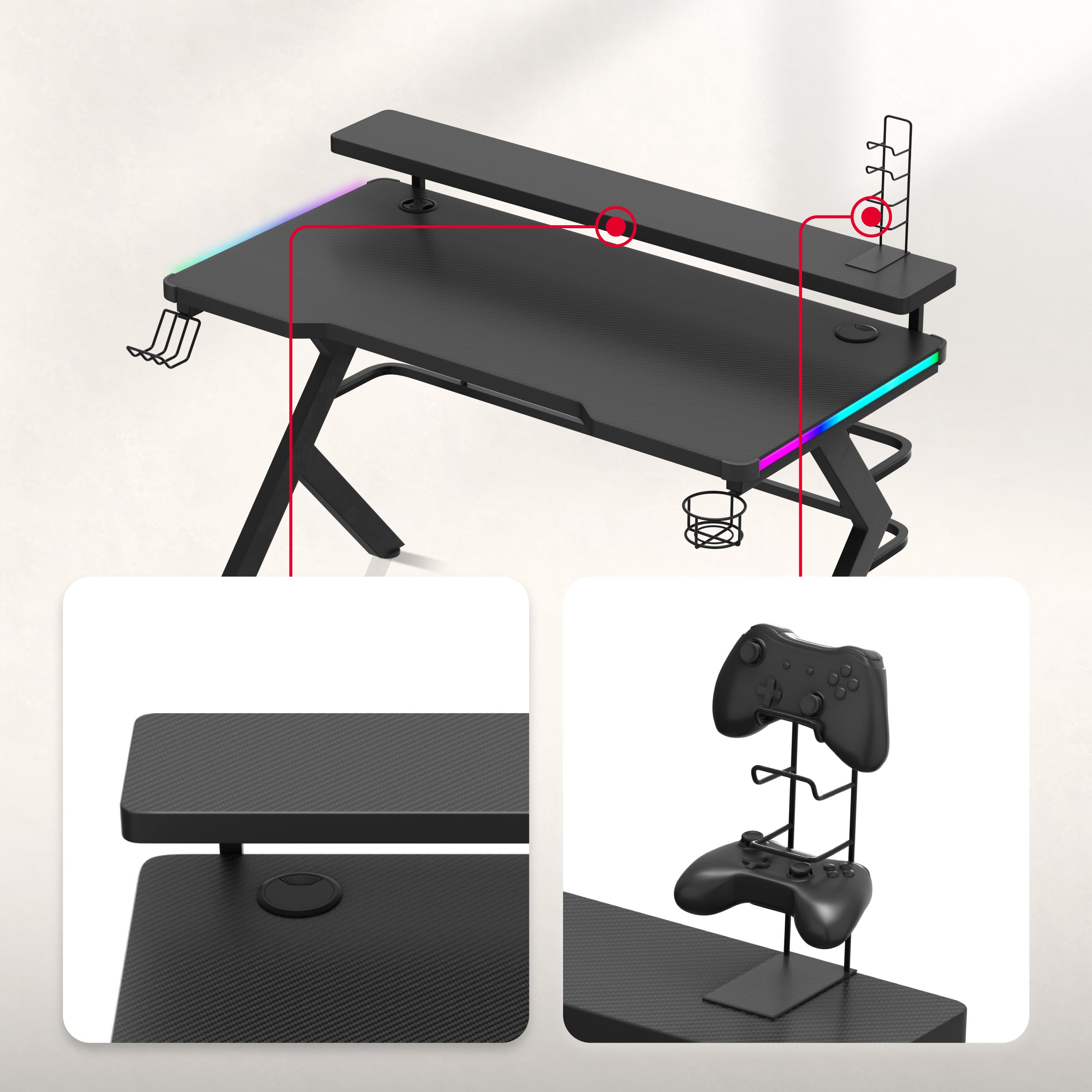 Soporte para el monitor y soporte para los mandos