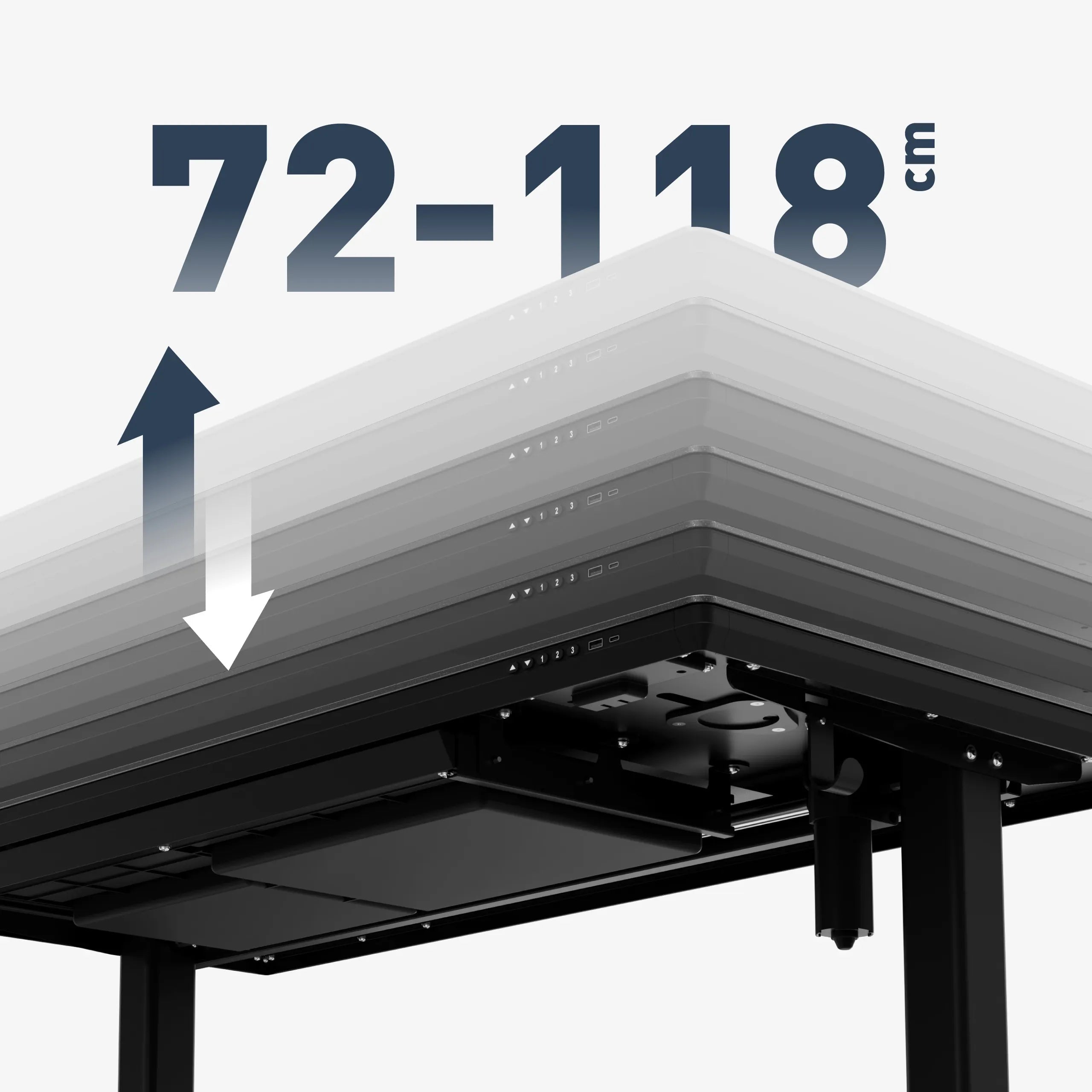 Regulación eléctrica continua de la altura: 72-118 cm