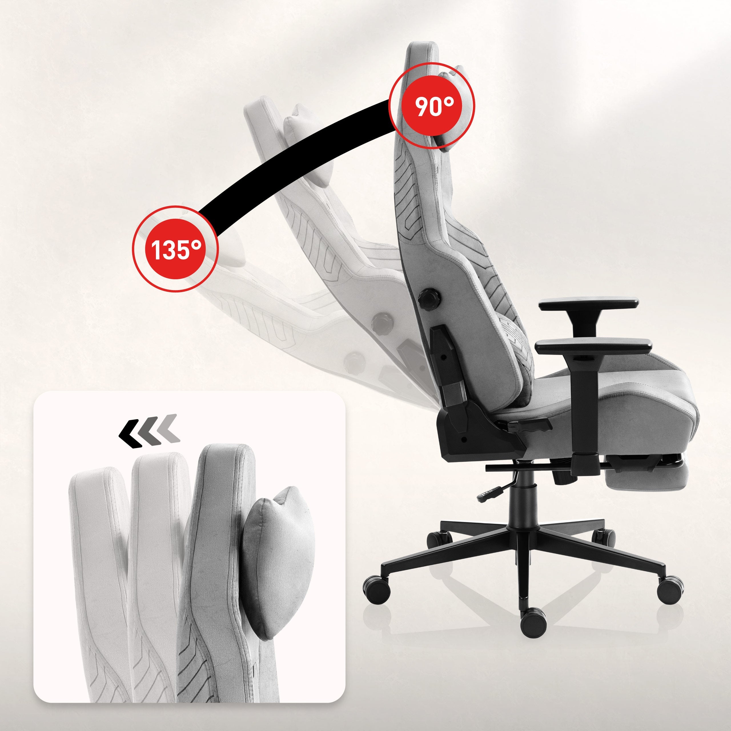 Respaldo ajustable hasta 135°