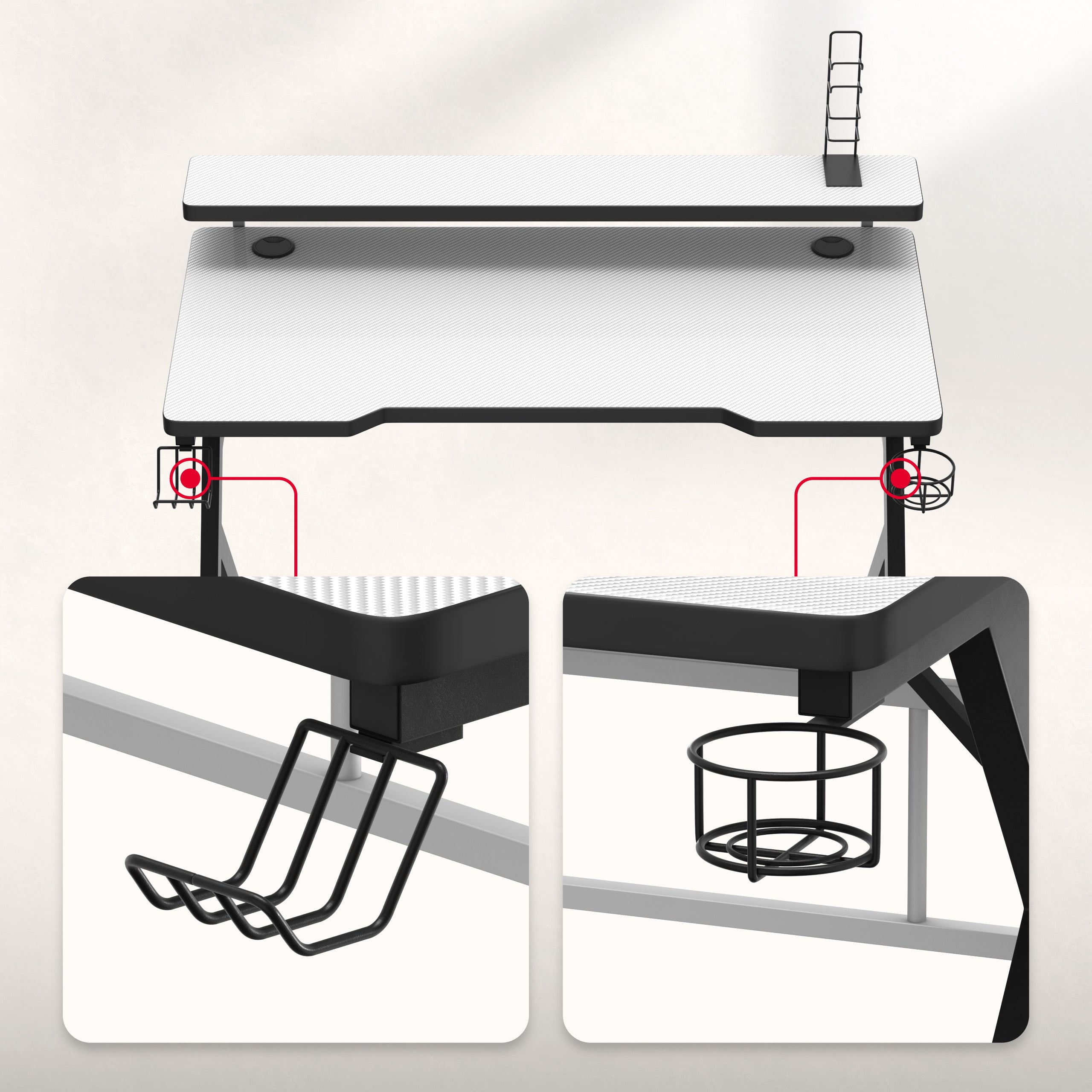 Soporte para auriculares y portavasos plegable