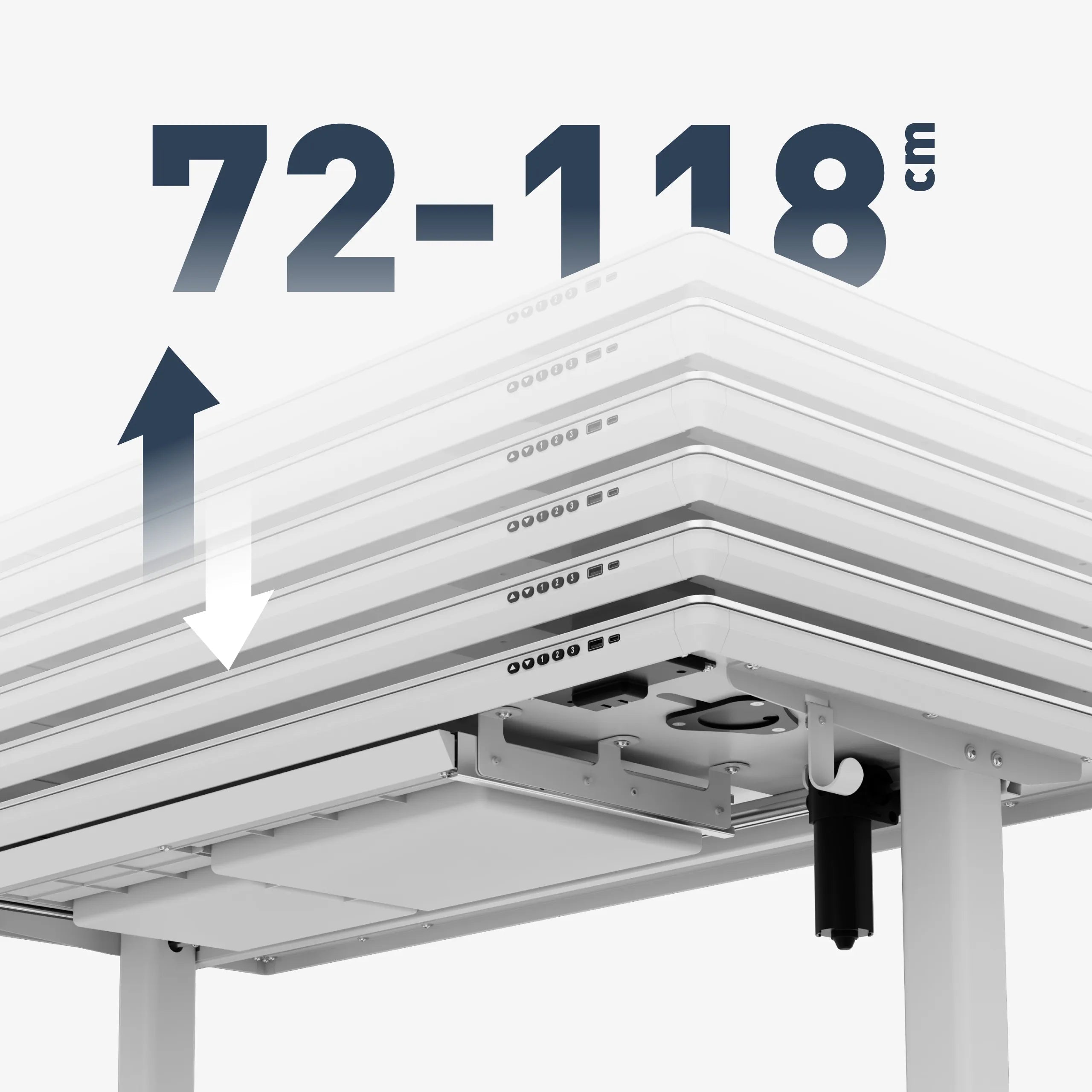 Regulación eléctrica continua de la altura: 72-118 cm