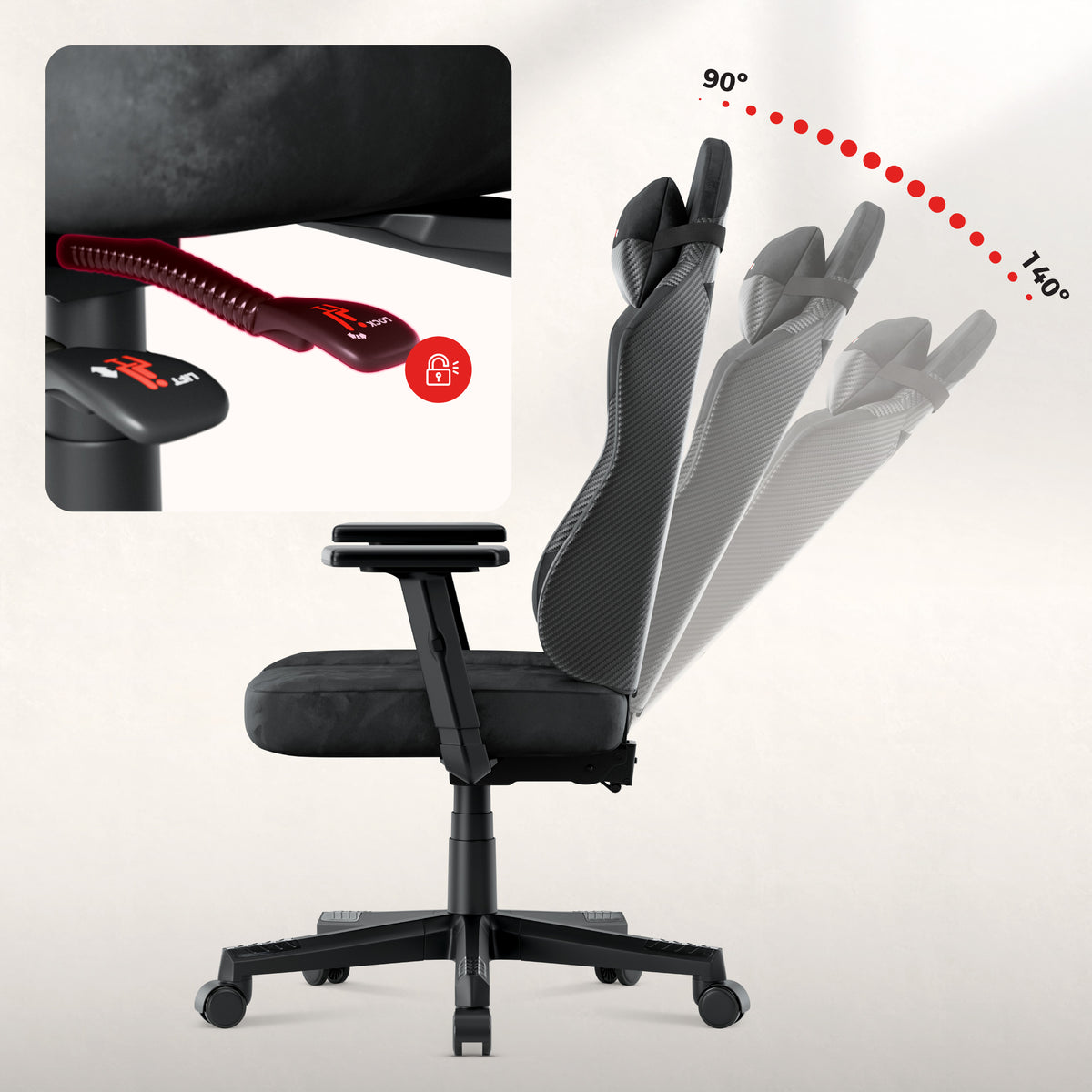 Silla gaming para adolescentes Huzaro Ranger 5.7 Carbon Black