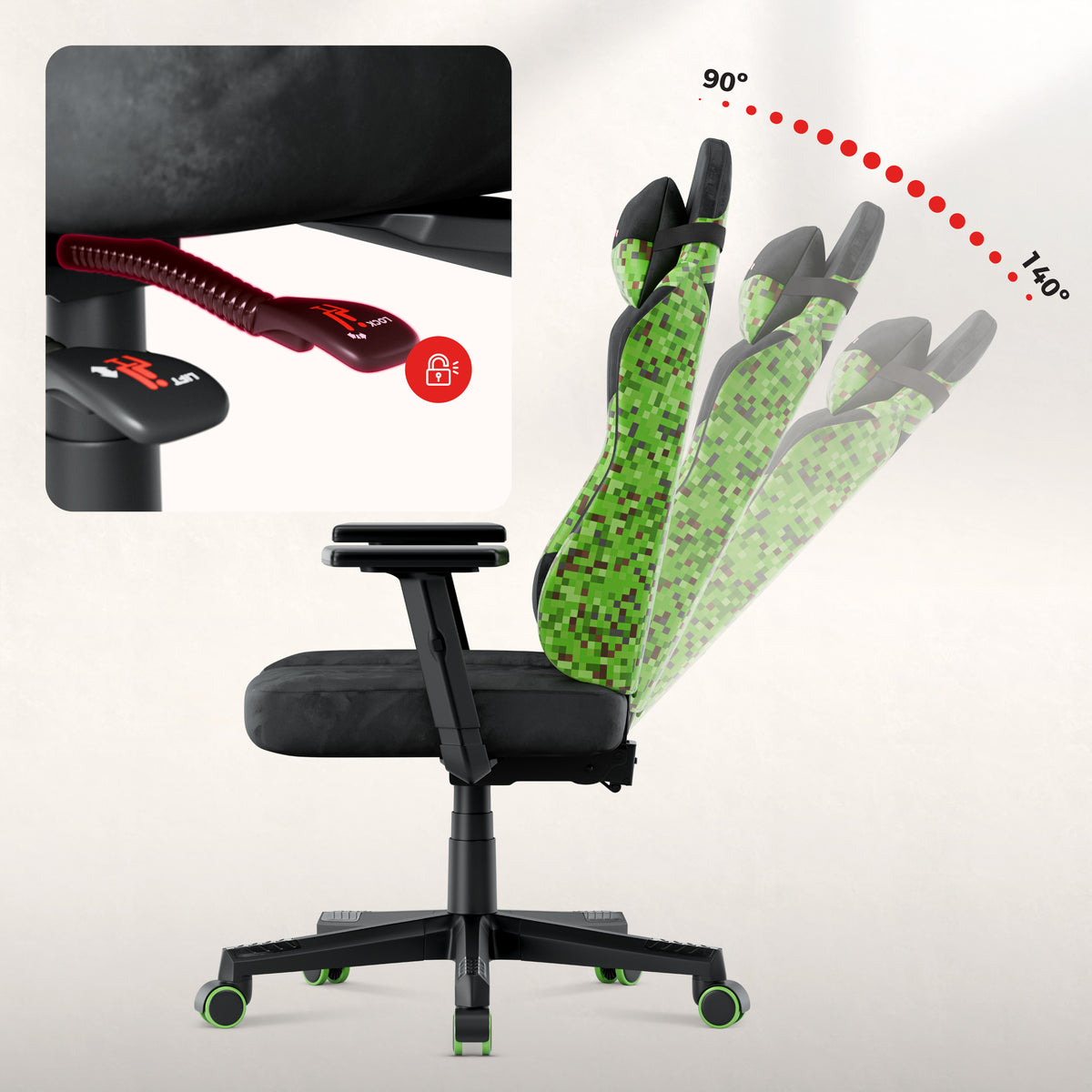Silla gaming para adolescentes Huzaro Ranger 5.7 Black Pixel
