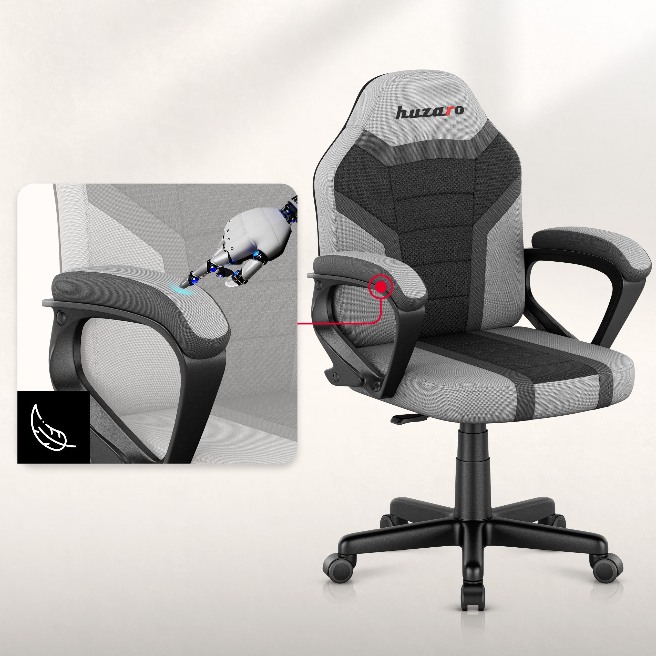 Sillón gaming para niños HUZARO RANGER 1.0 Grey Mesh