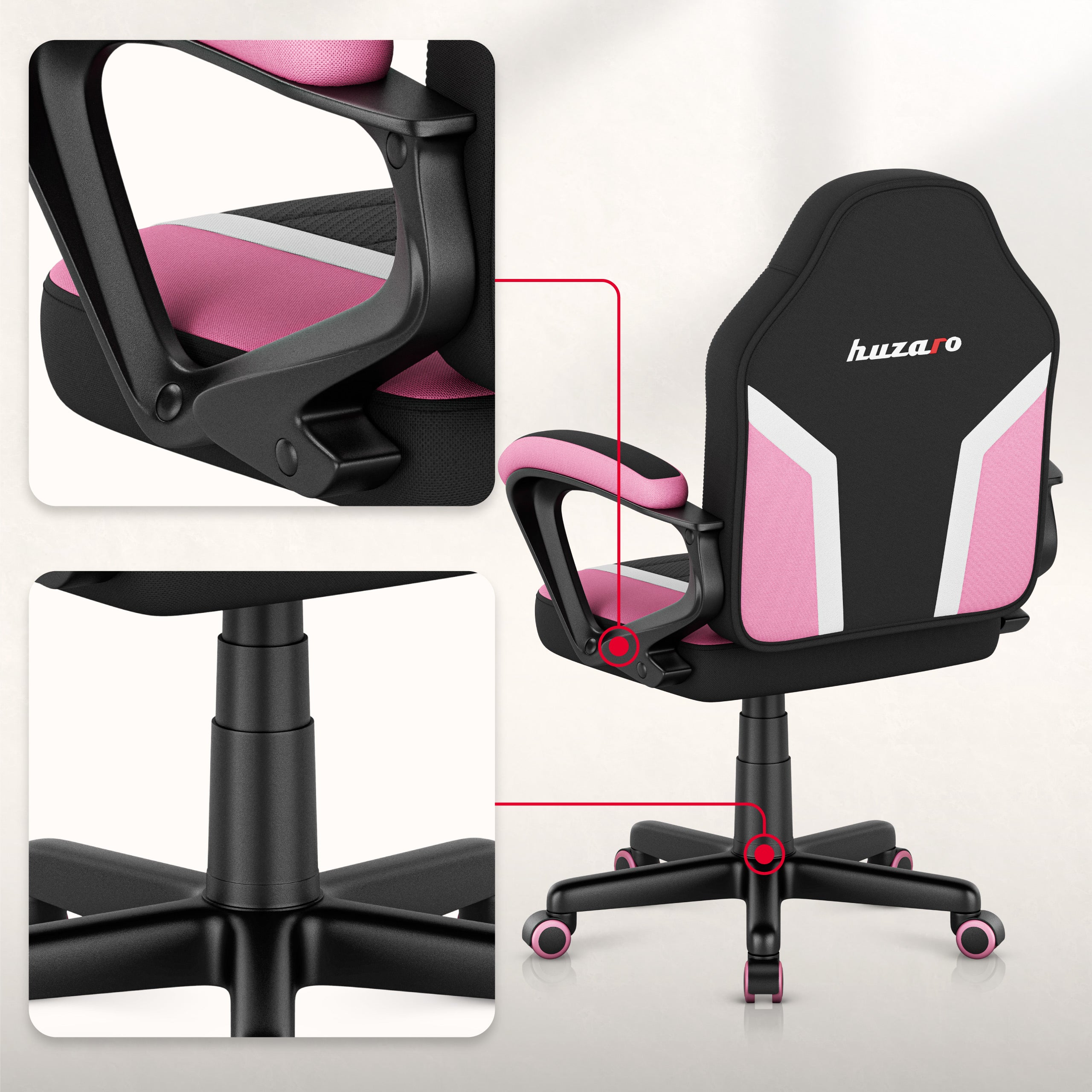 Sillón gaming para niños HUZARO RANGER 1.0 Pink Mesh