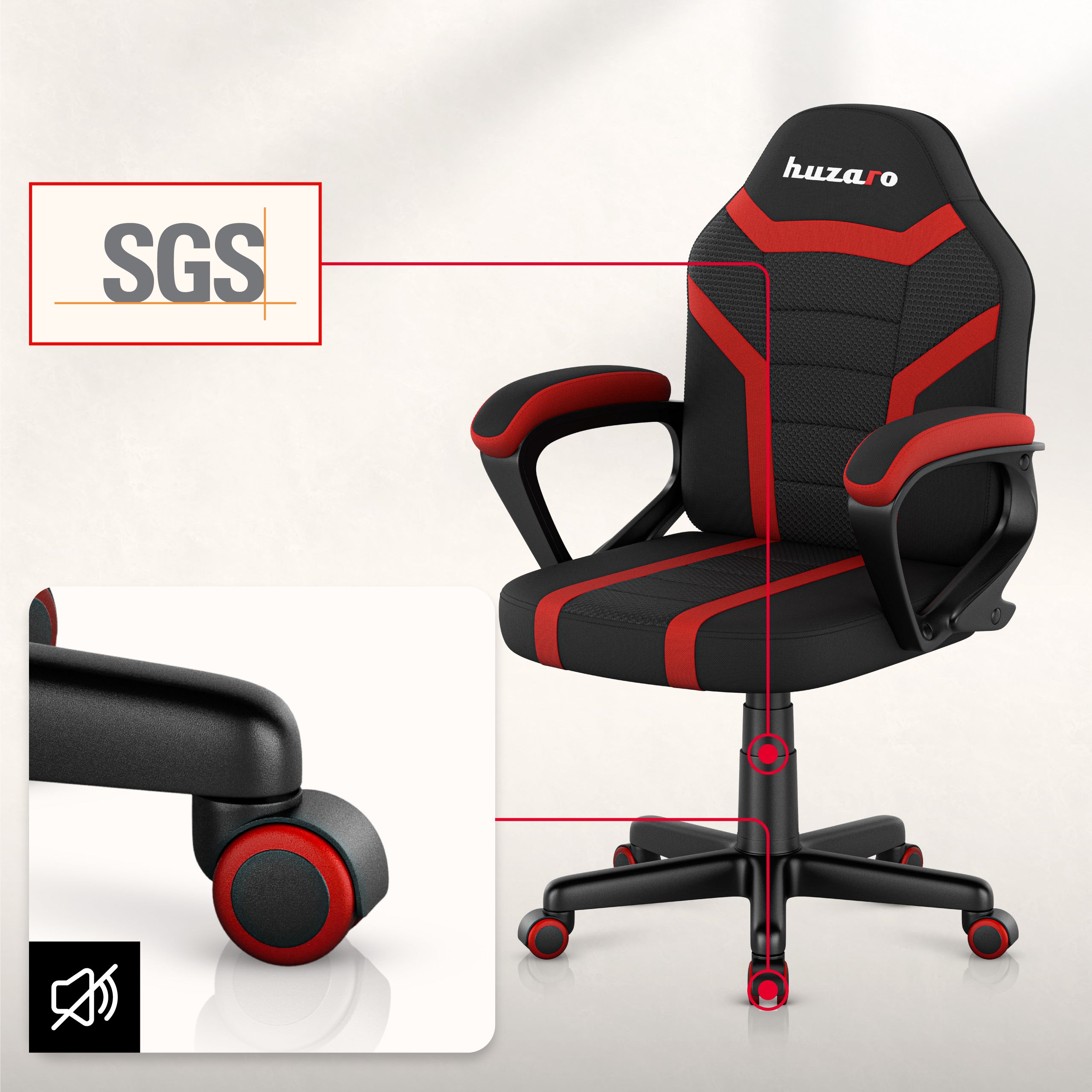 Sillón gaming para niños HUZARO RANGER 1.0 Red Mesh