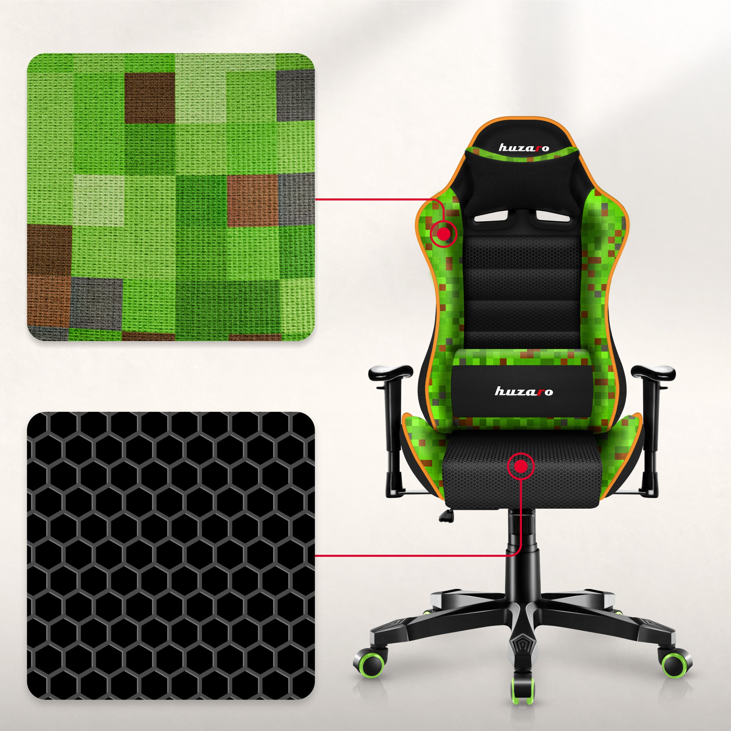 Sillón gaming para niños HUZARO RANGER 6.0 Pixel Mesh