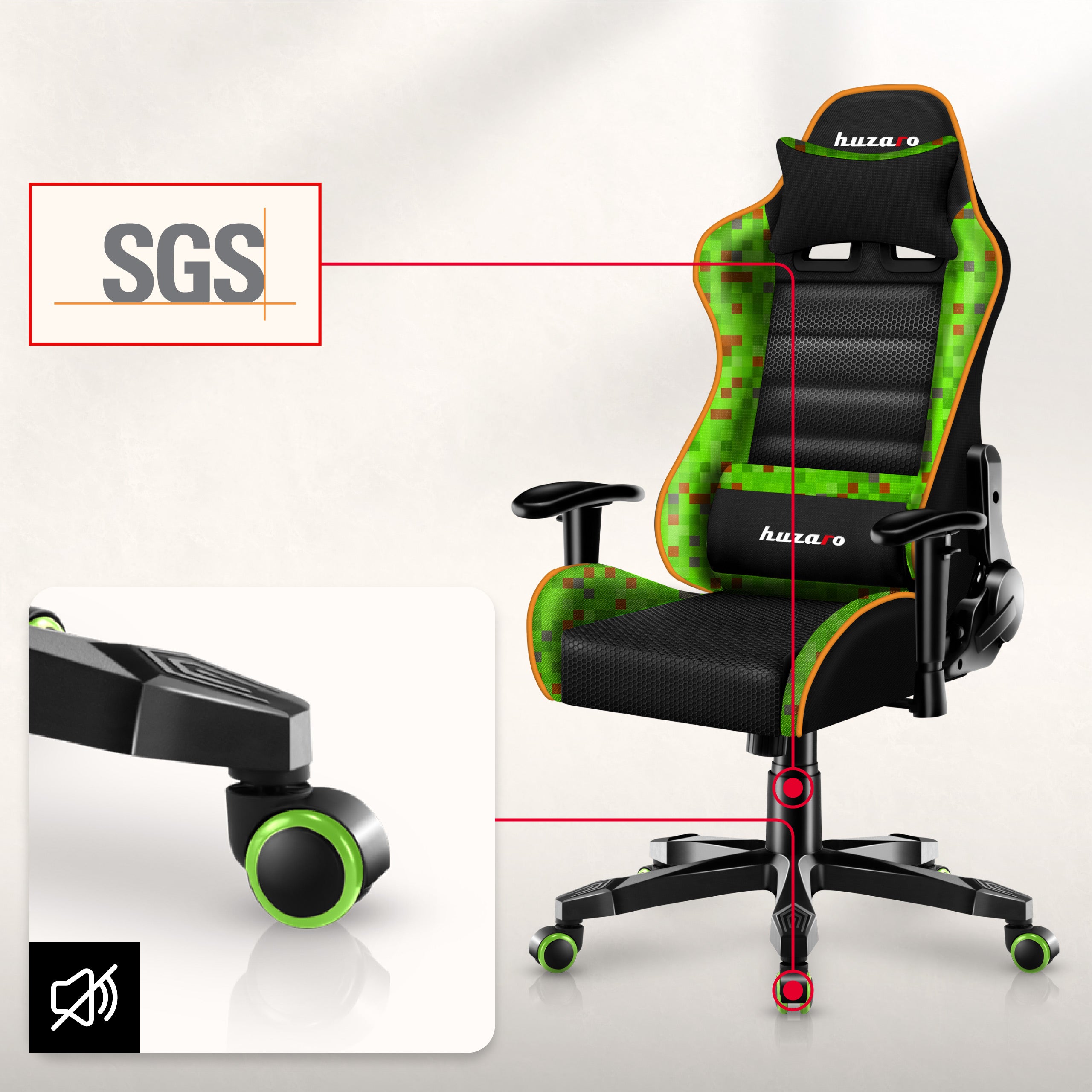 Sillón gaming para niños HUZARO RANGER 6.0 Pixel Mesh