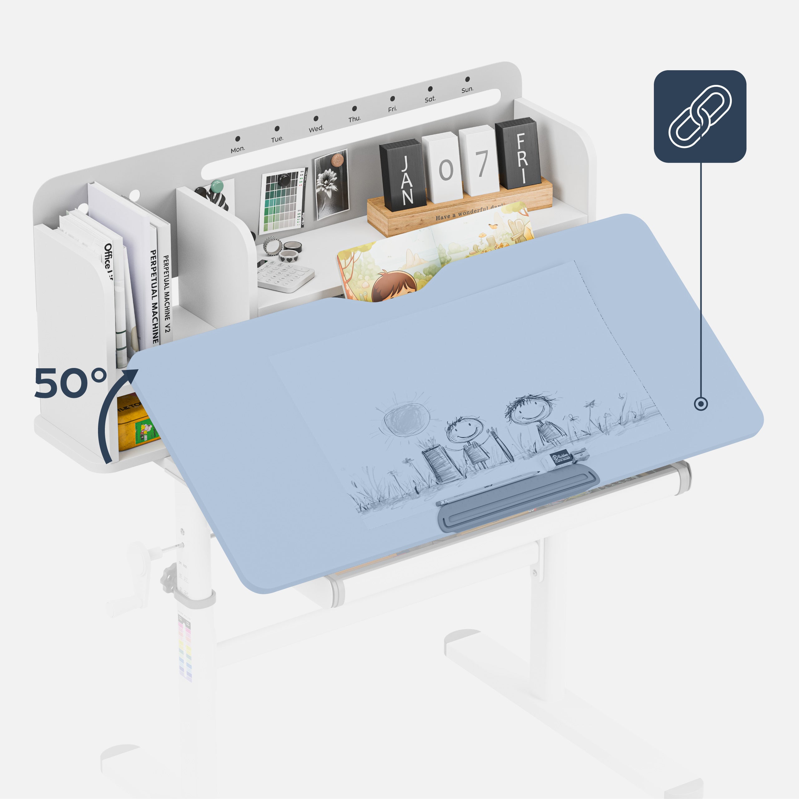 Escritorio ergonómico para niños Mark Adler Study 5.0 Grey de 90 cm