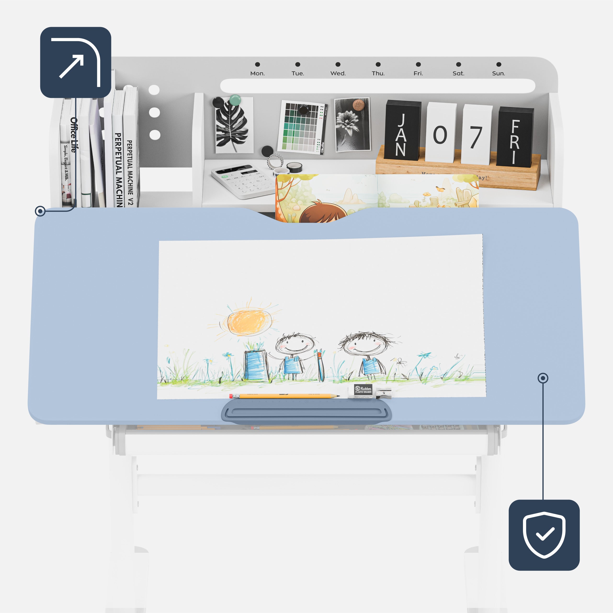Escritorio ergonómico para niños Mark Adler Study 5.0 Grey de 90 cm