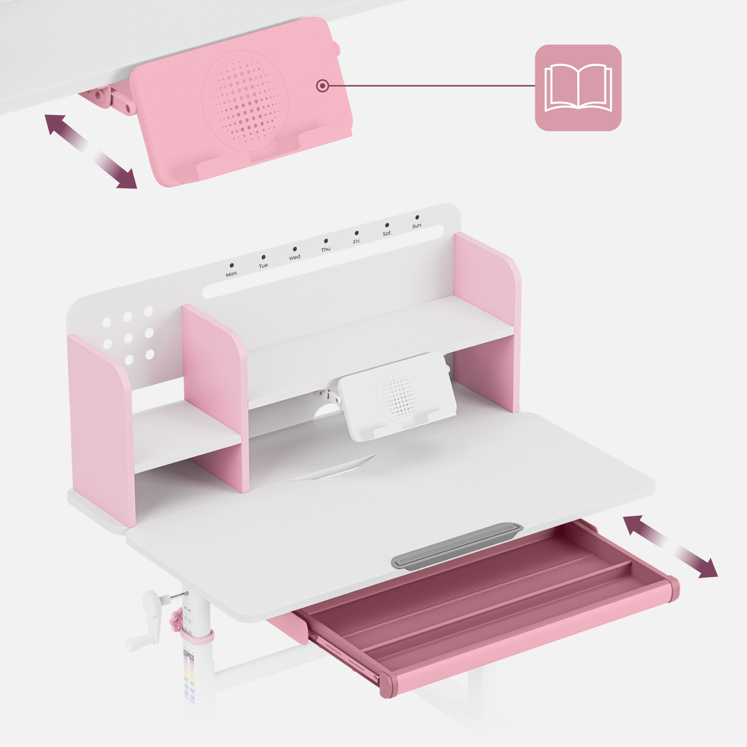 Escritorio ergonómico para niños Mark Adler Study 5.0 Pink, 90 cm