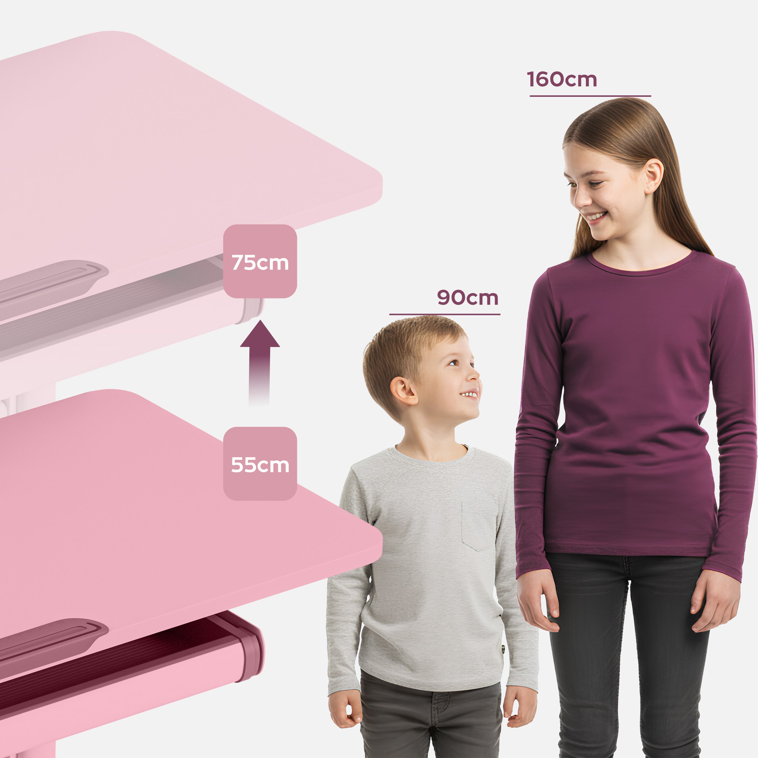 Escritorio ergonómico para niños Mark Adler Study 5.0 Pink, 90 cm