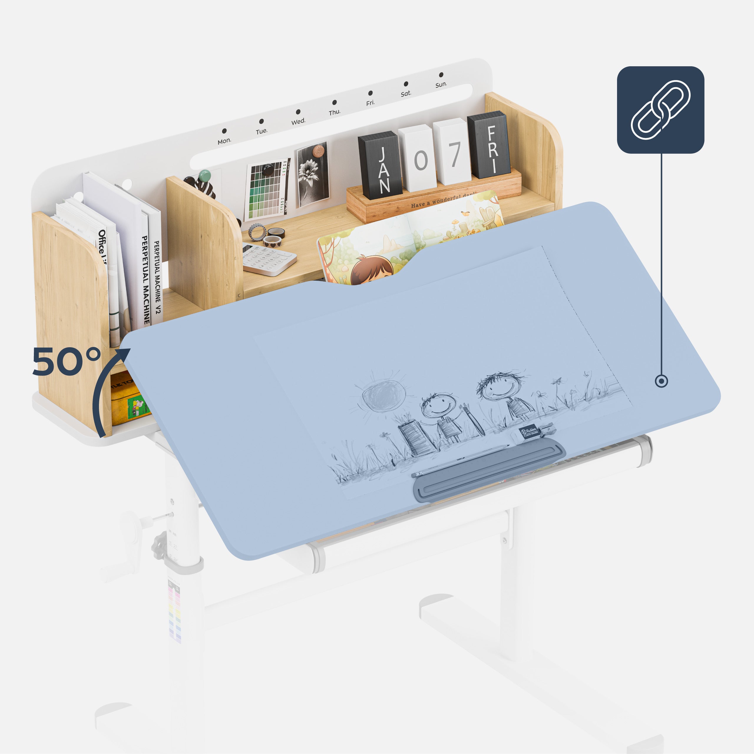 Escritorio ergonómico para niños Mark Adler Study 5.0 Wood de 90 cm