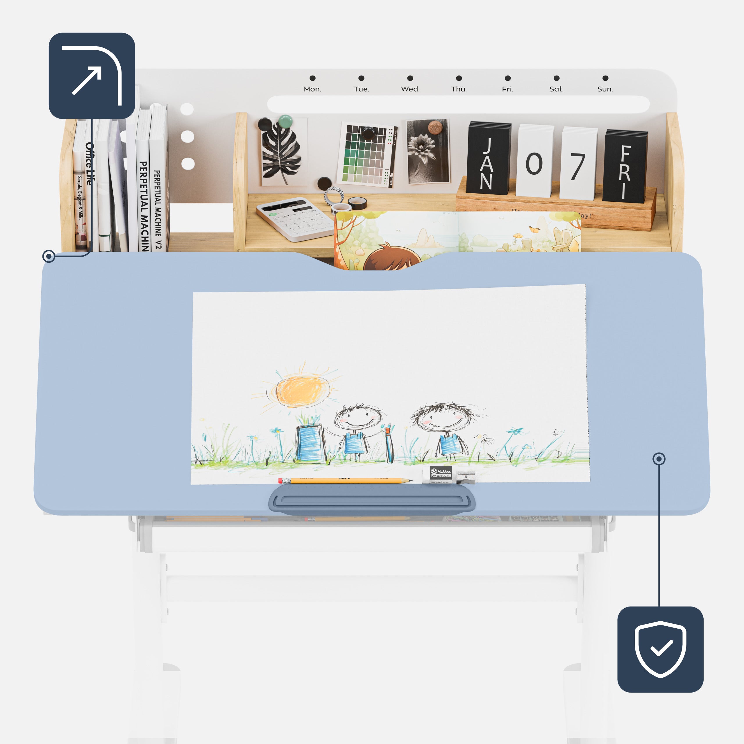 Escritorio ergonómico para niños Mark Adler Study 5.0 Wood de 90 cm