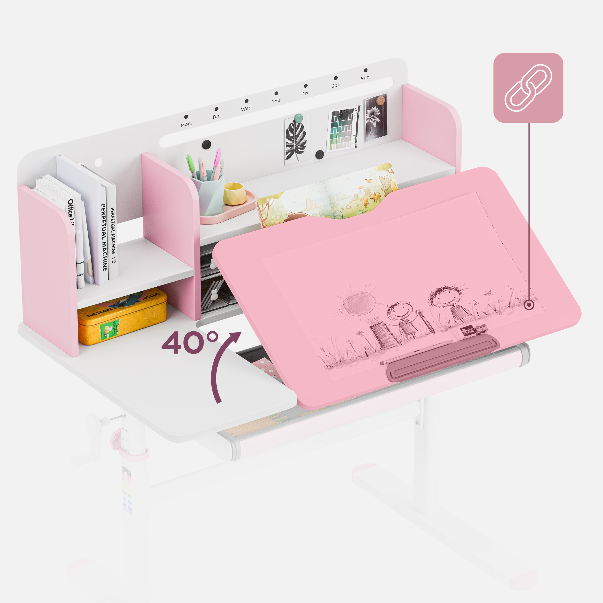 Escritorio infantil Mark Adler Study 5.7 Pink de 100 cm