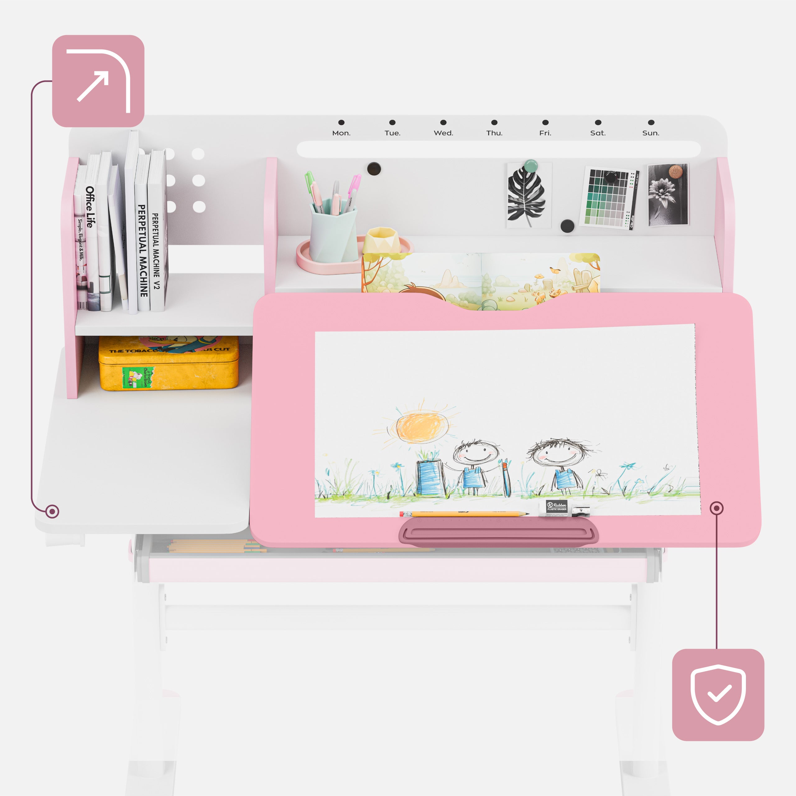 Escritorio infantil Mark Adler Study 5.7 Pink de 100 cm