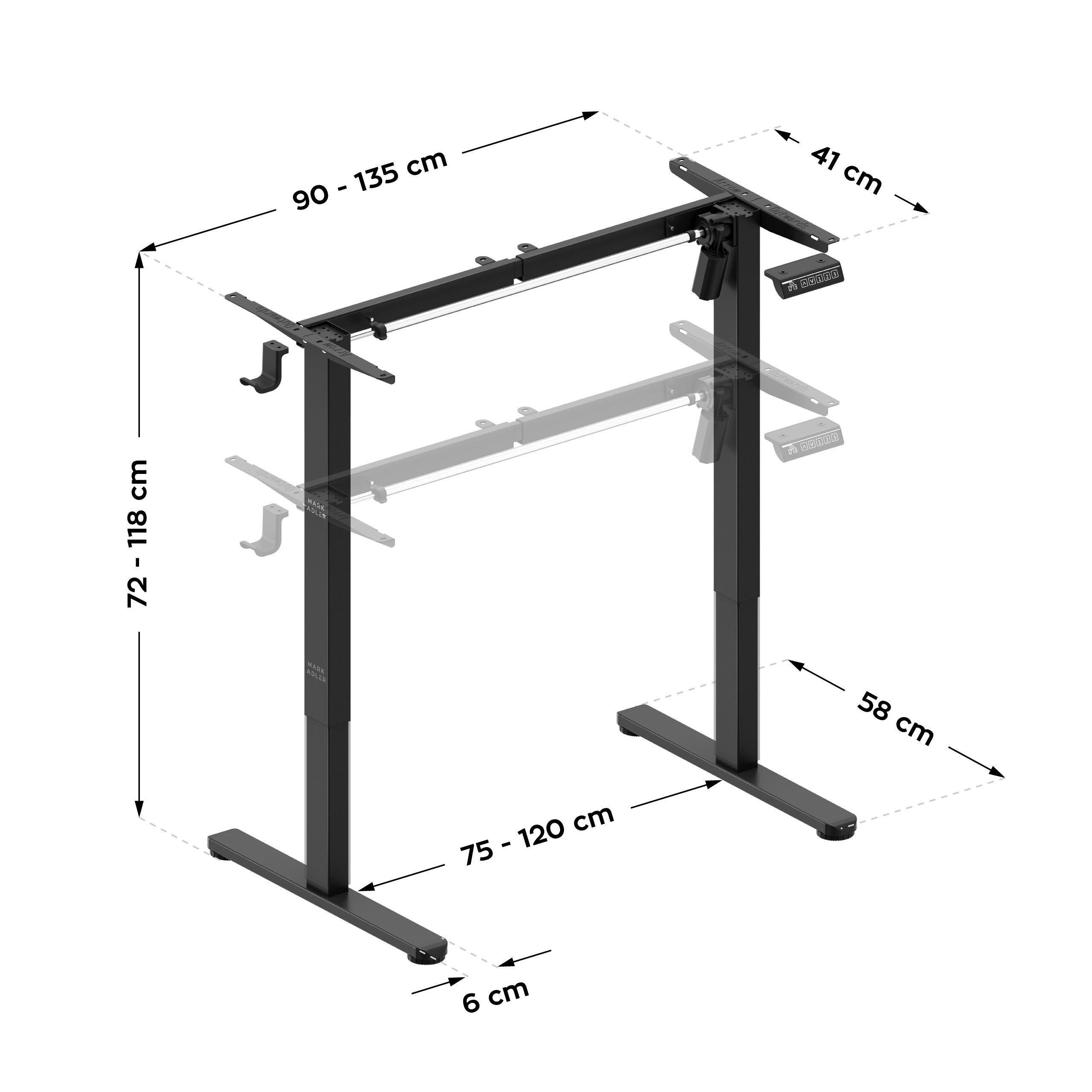 Estructura del escritorio eléctrico negro Mark Adler Xeno 1.7 Black