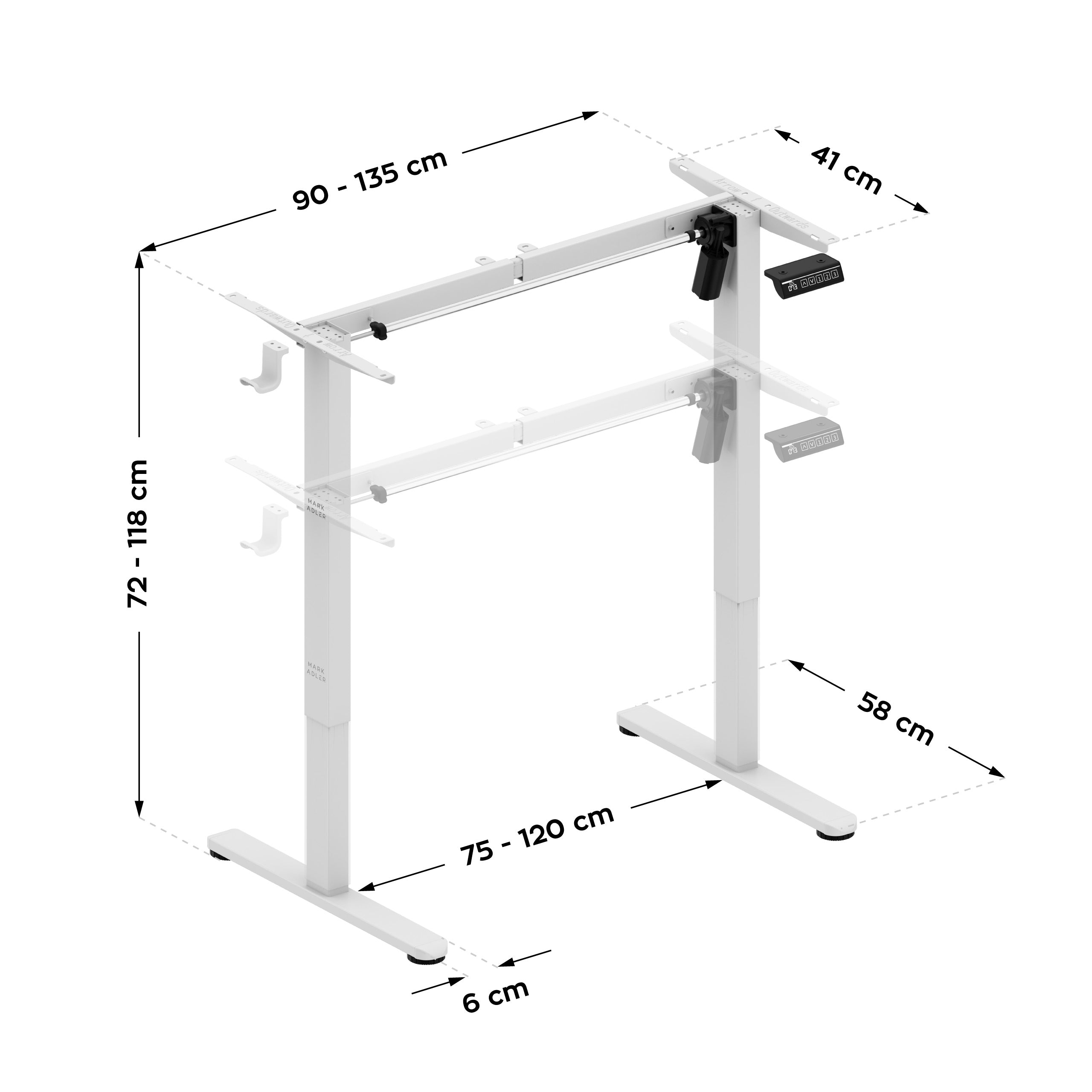 Estructura del escritorio eléctrico blanco Mark Adler Xeno 1.7 White